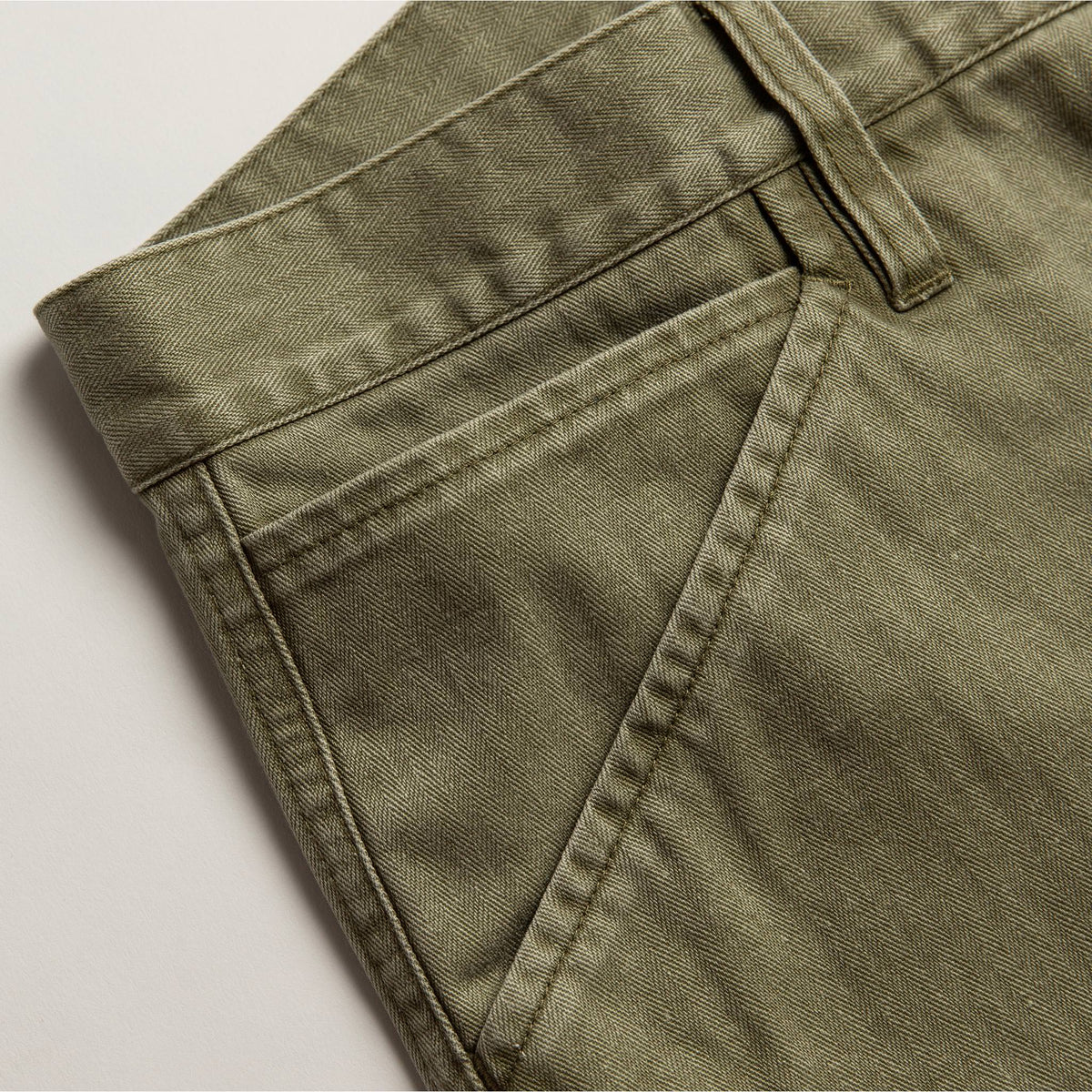 The Camp Pant in Olive Herringbone
