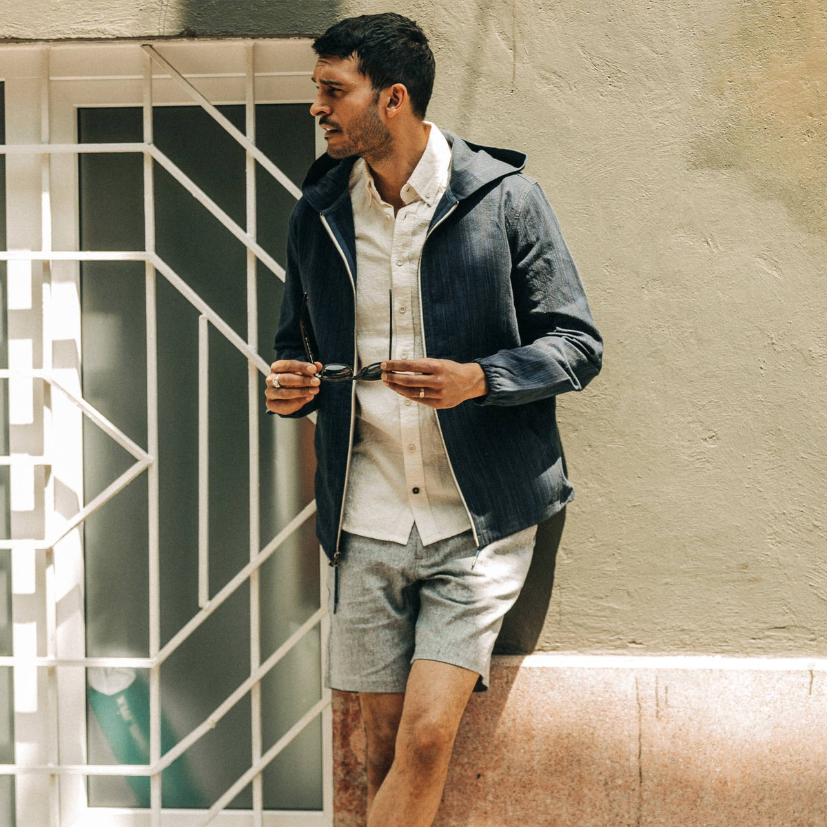 The Easy Short in Navy Herringbone