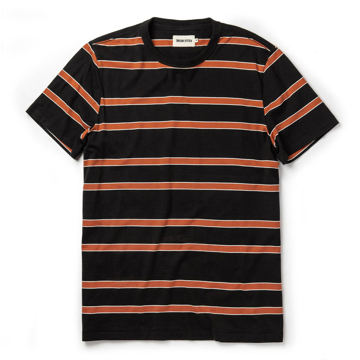 The Organic Cotton Tee in Coal and Rust Stripe