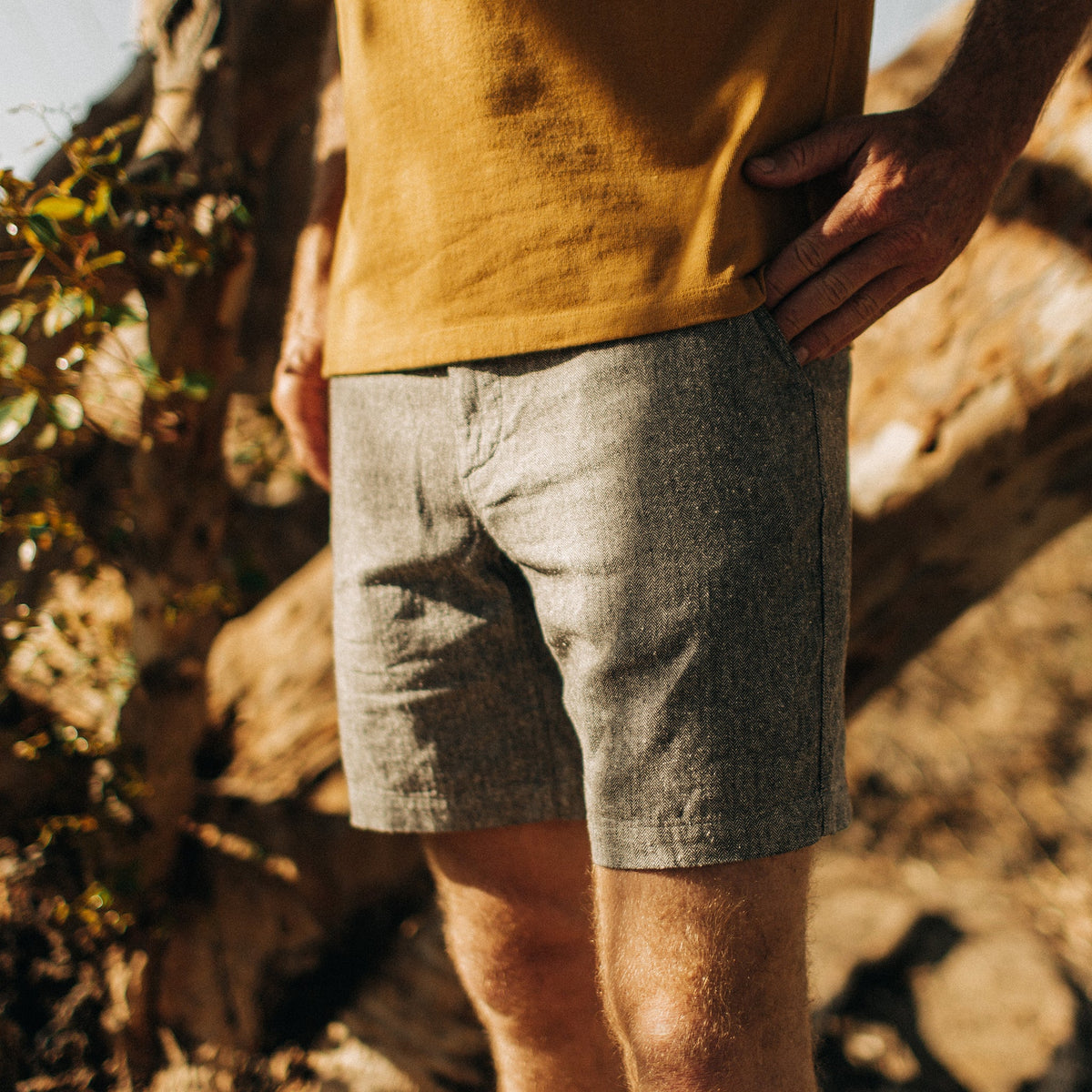 The Easy Short in Charcoal Herringbone