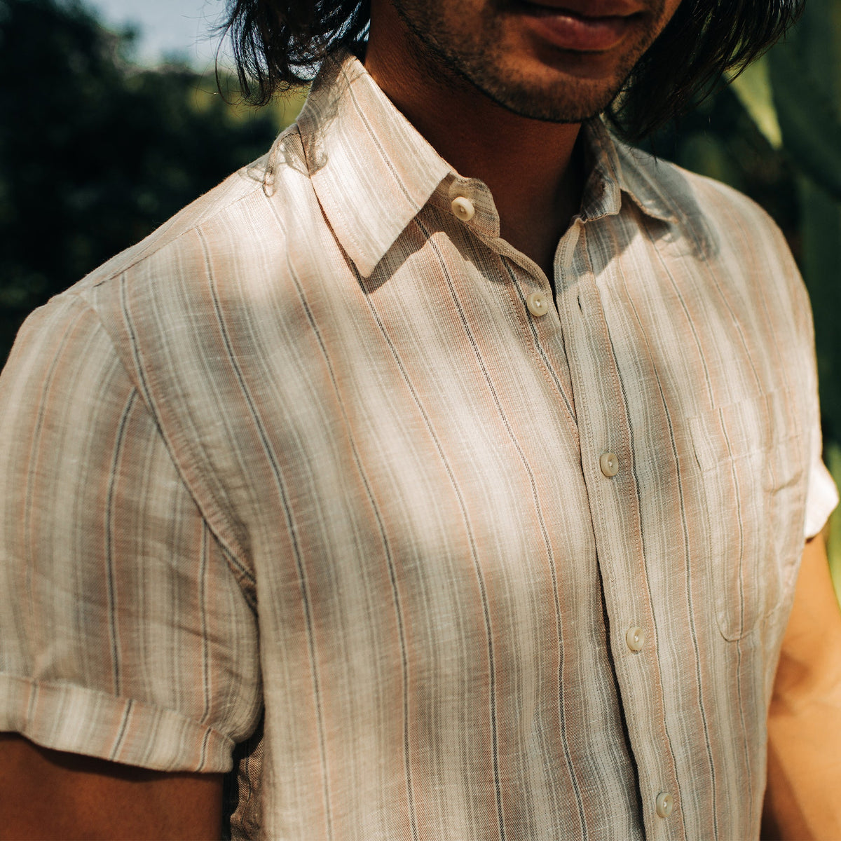 The Short Sleeve California in Dusty Rose Stripe