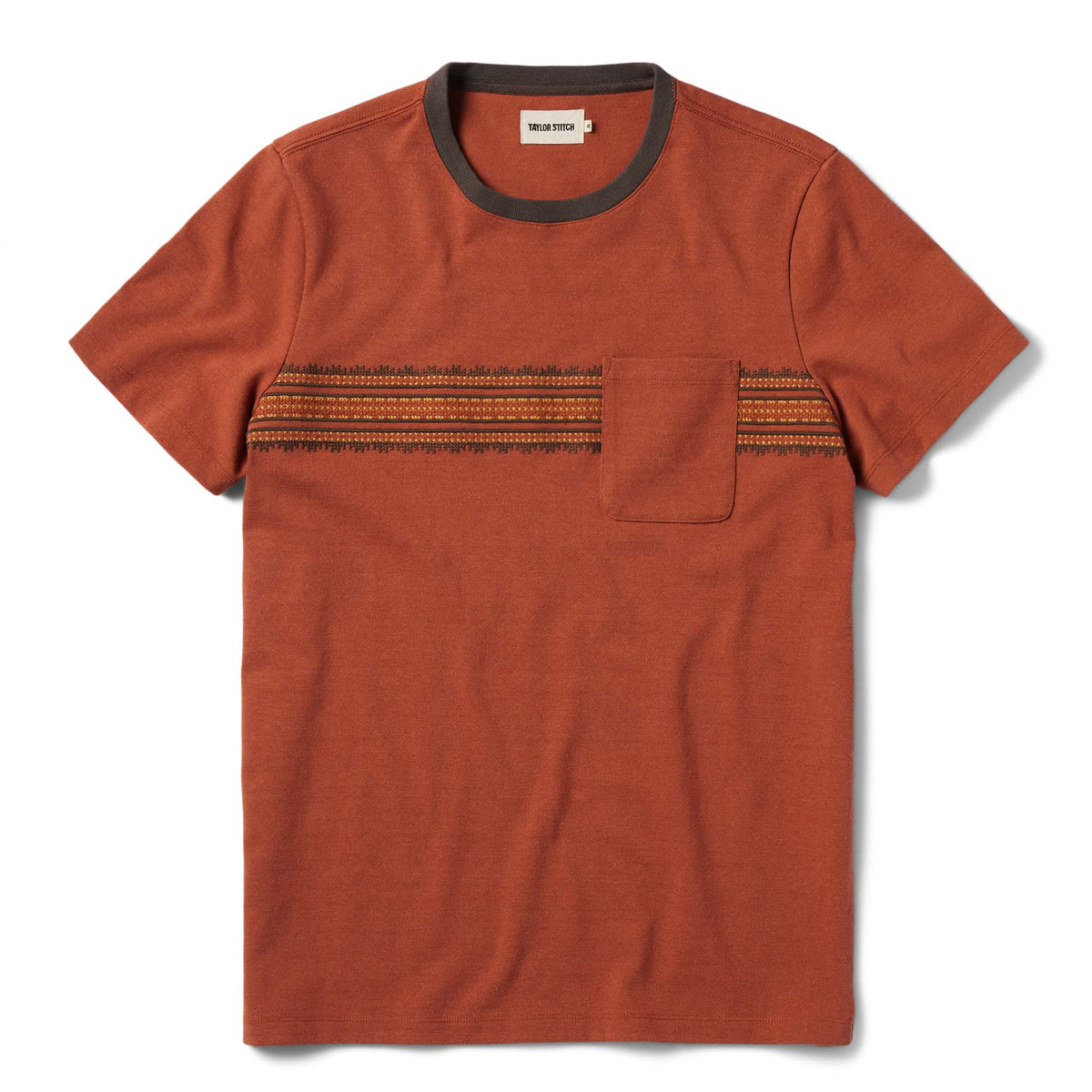 The Heavy Bag Tee in Dusty Rose Embroidered Stripe