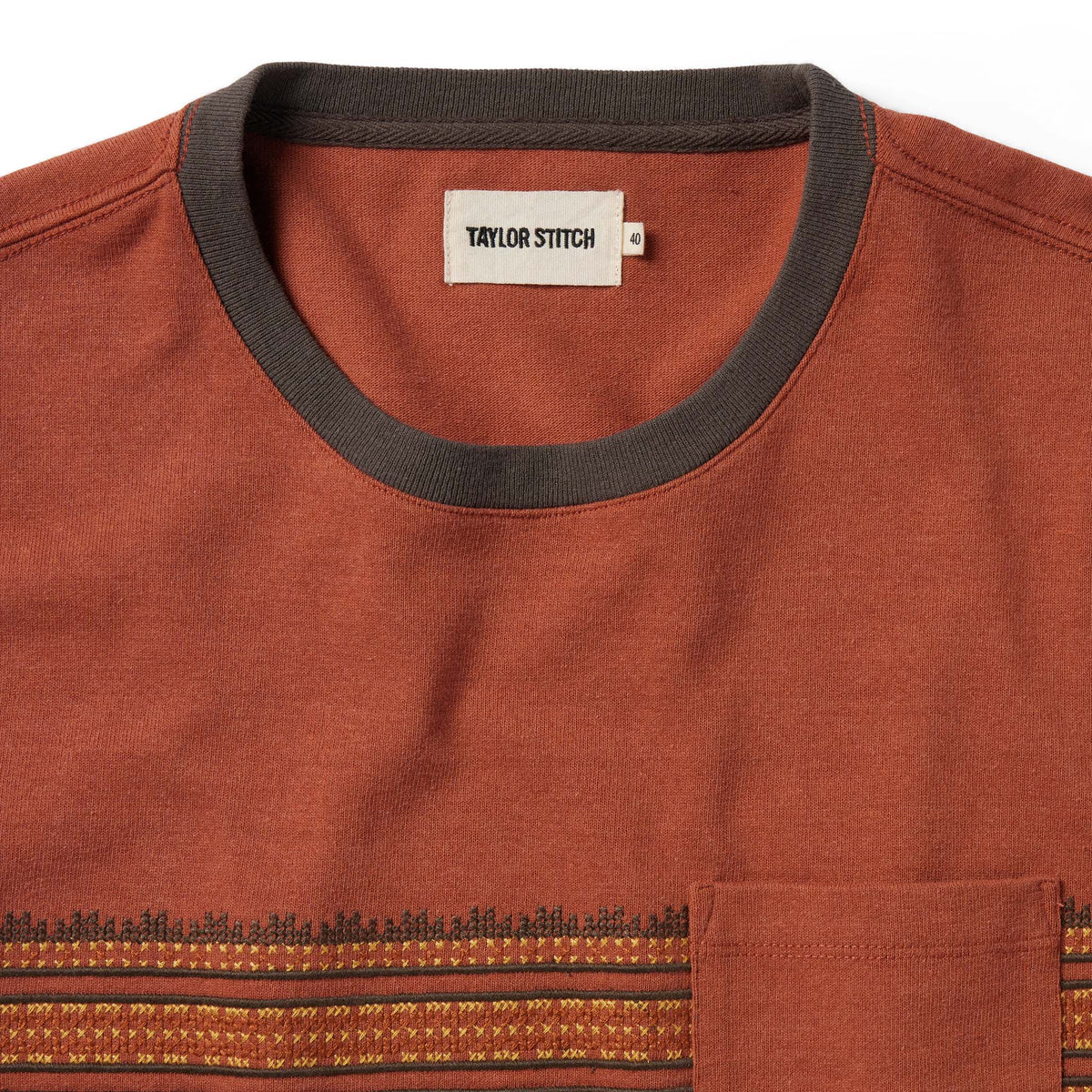 The Heavy Bag Tee in Dusty Rose Embroidered Stripe