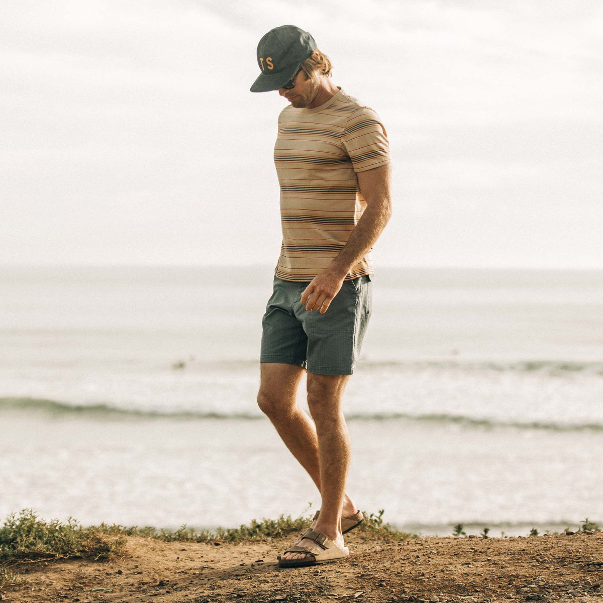 The Organic Cotton Tee in Sand Stripe