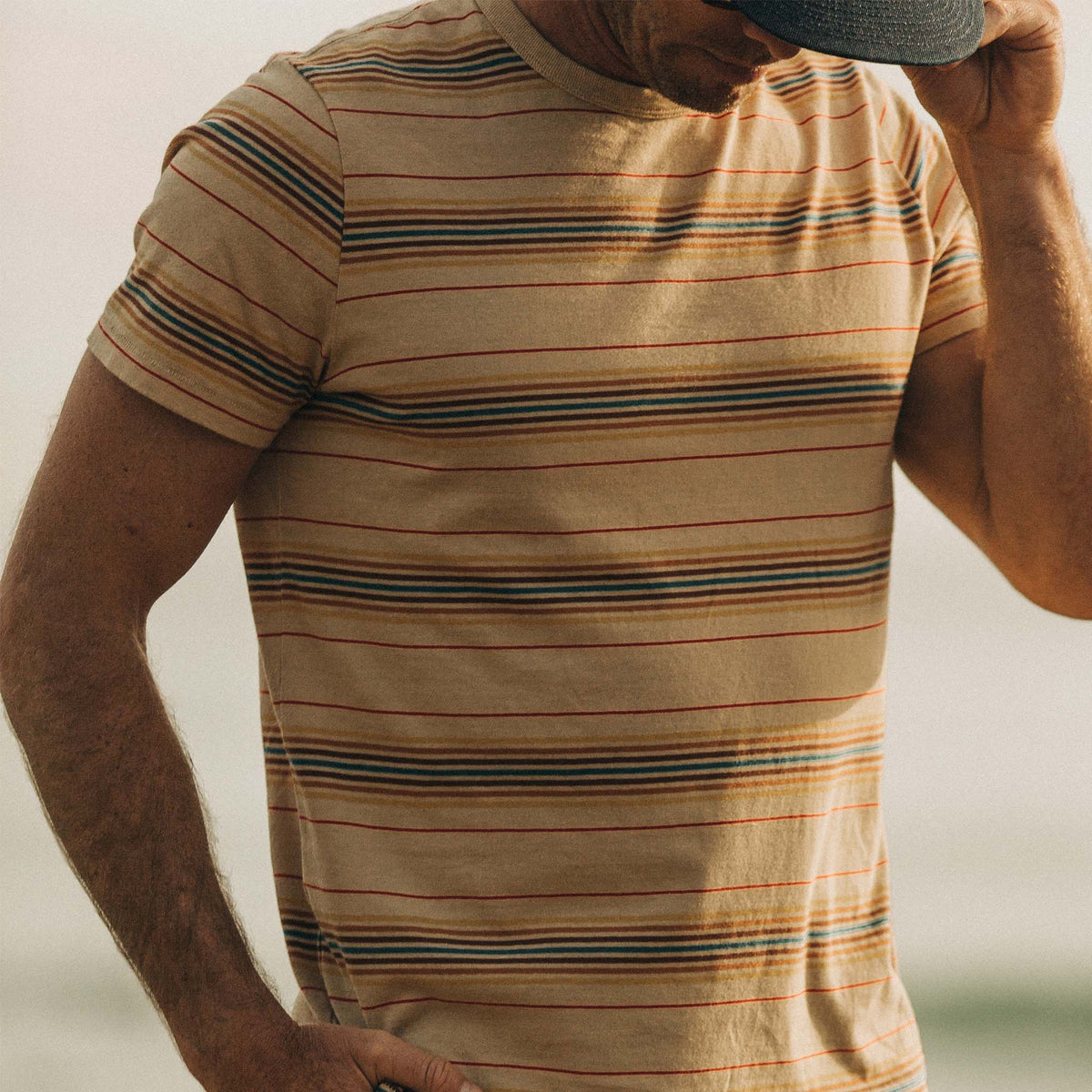 The Organic Cotton Tee in Sand Stripe