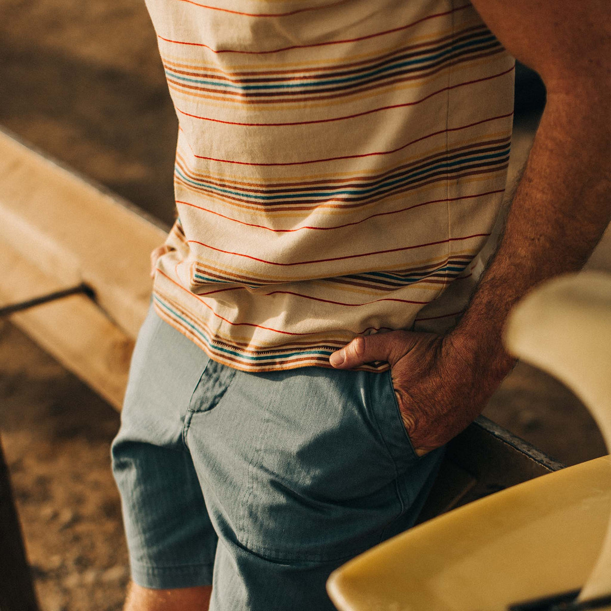 The Organic Cotton Tee in Sand Stripe