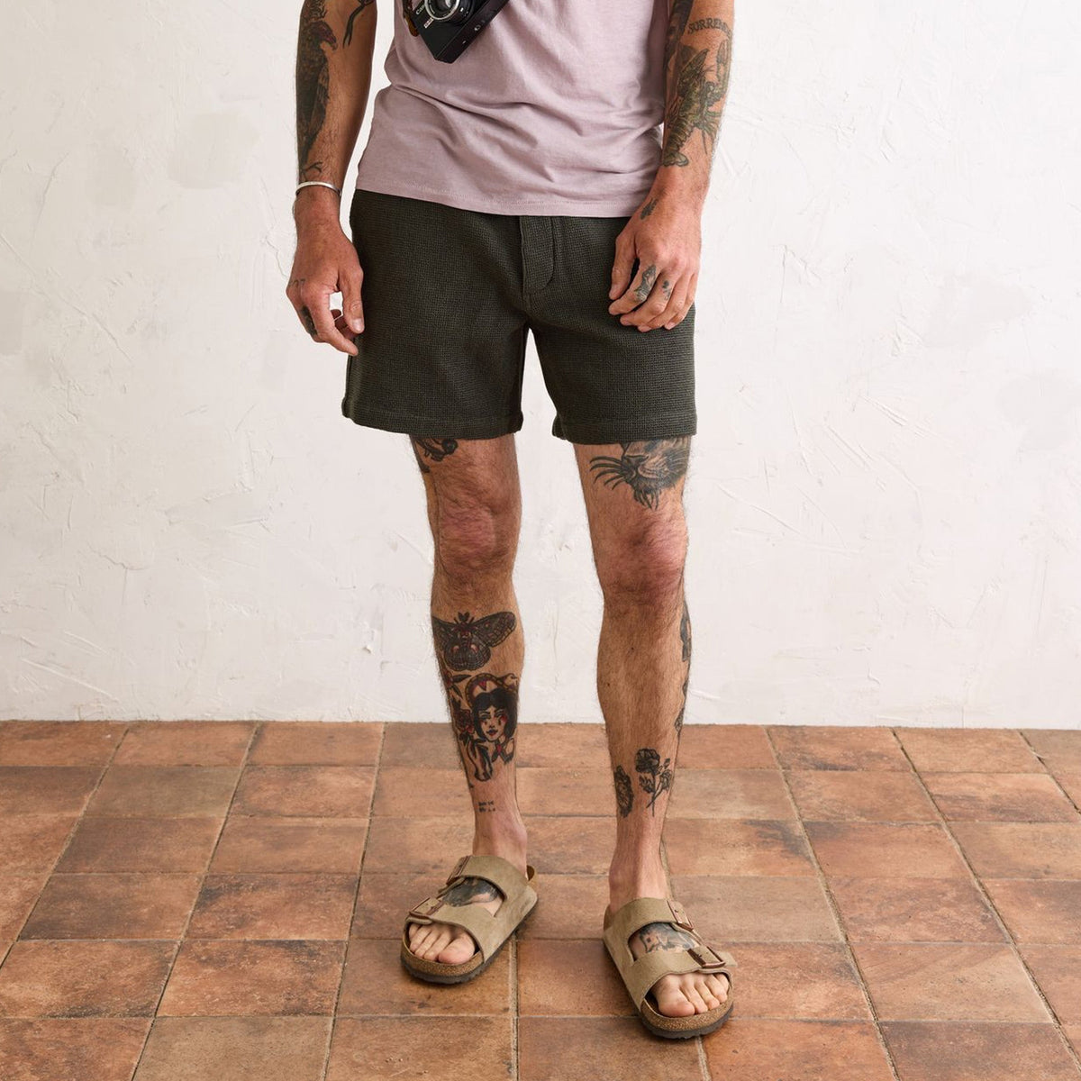 The Apres Short in Army Waffle