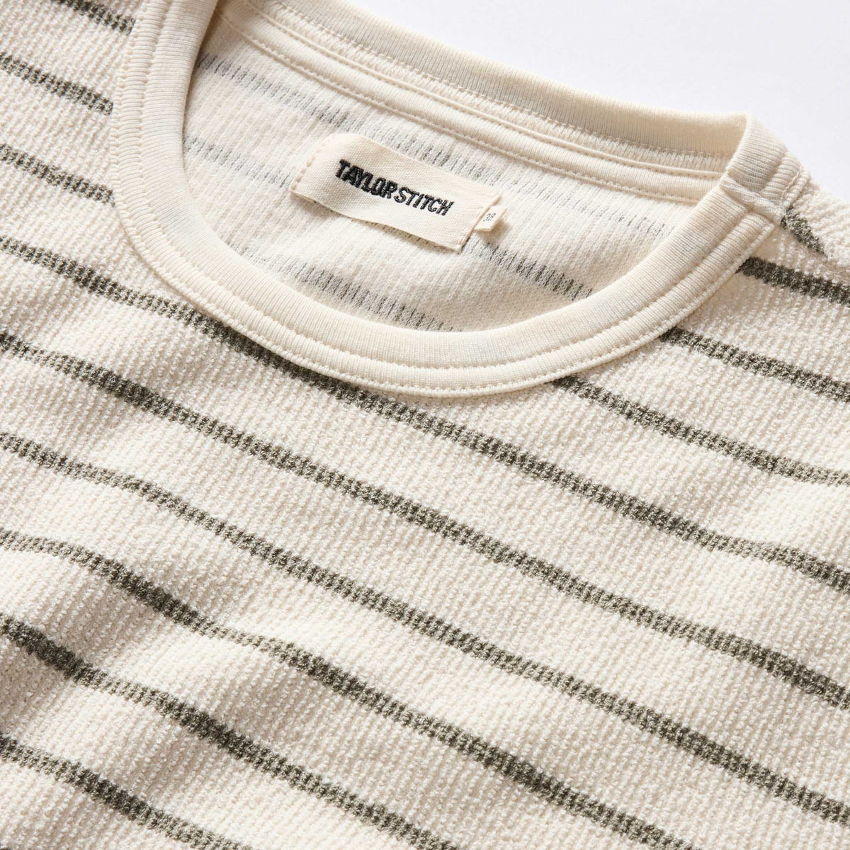 The Adams Crew in Cilantro Stripe Reverse Terry