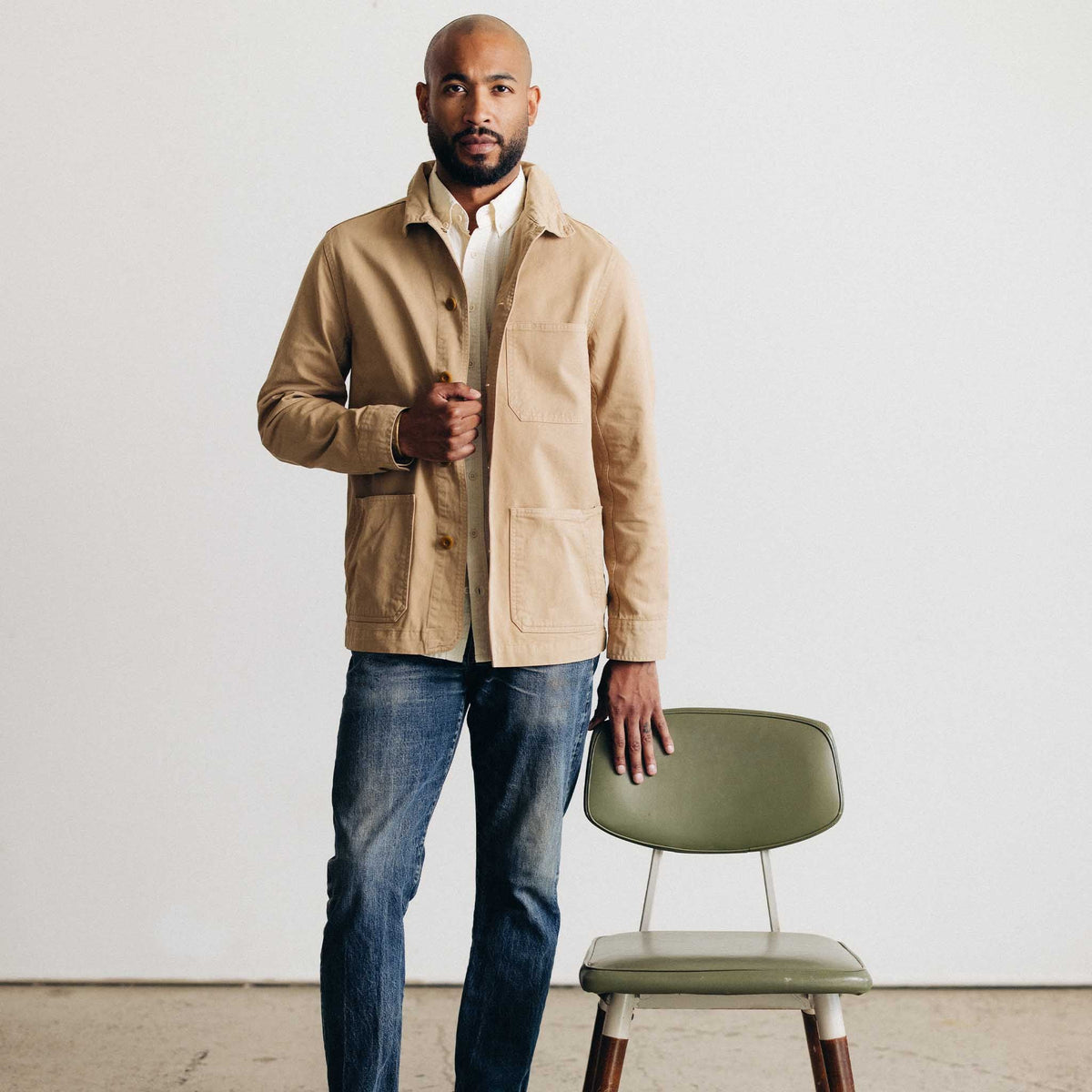 The Ojai Jacket in Organic Light Khaki Foundation Twill