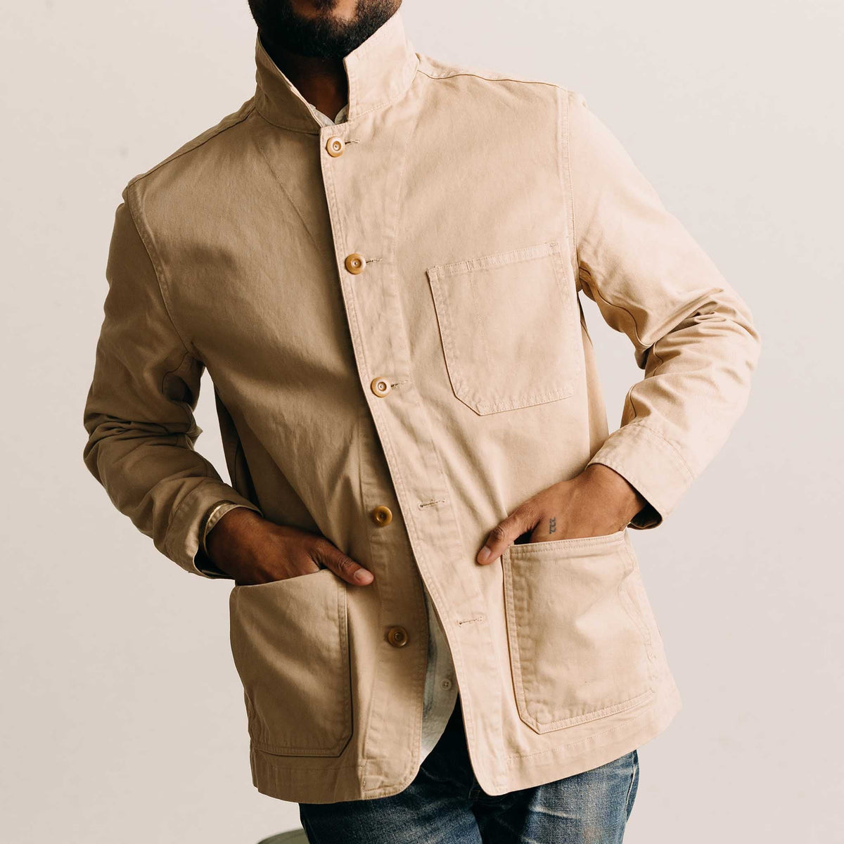 The Ojai Jacket in Organic Light Khaki Foundation Twill