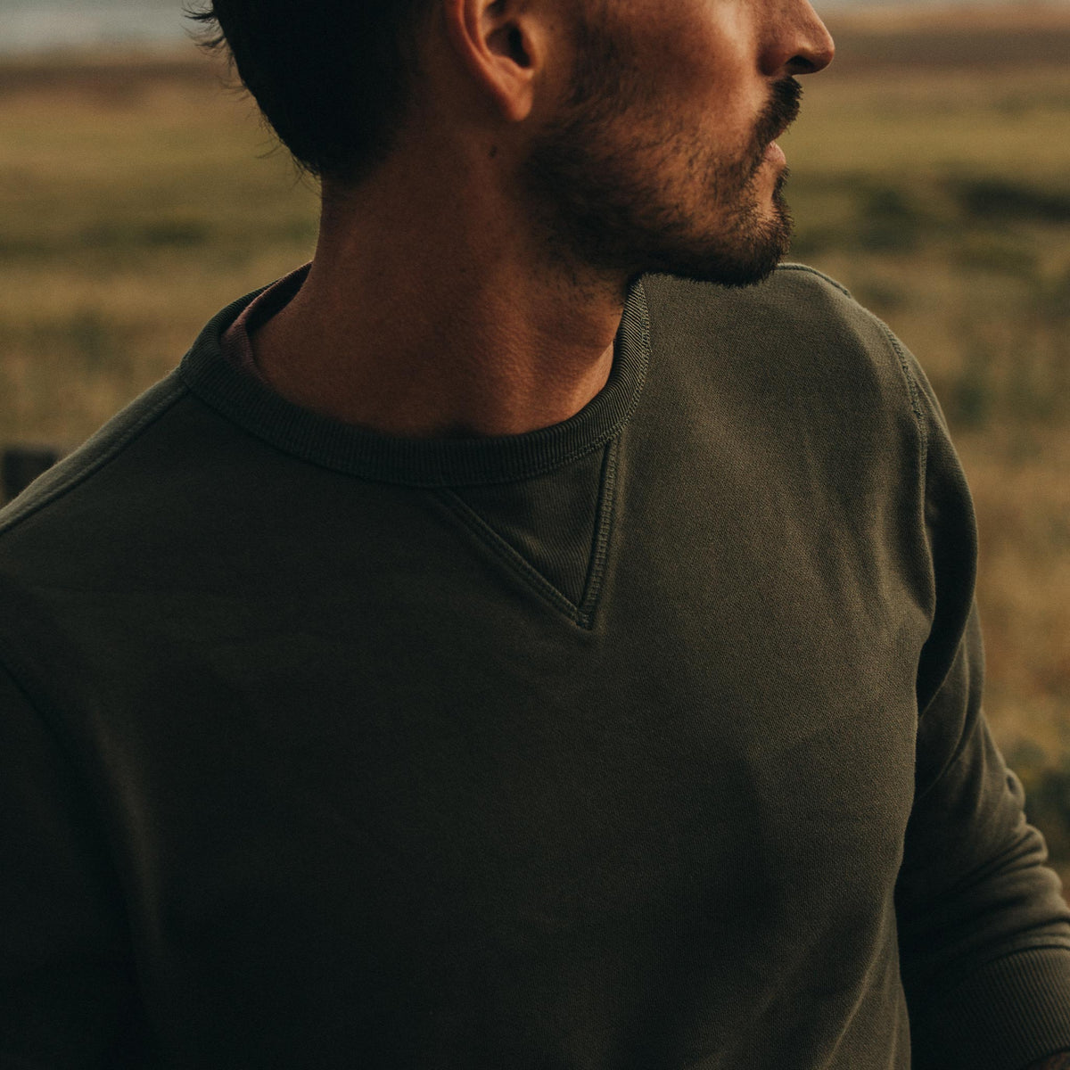 The Fillmore Crewneck in Dark Olive Terry