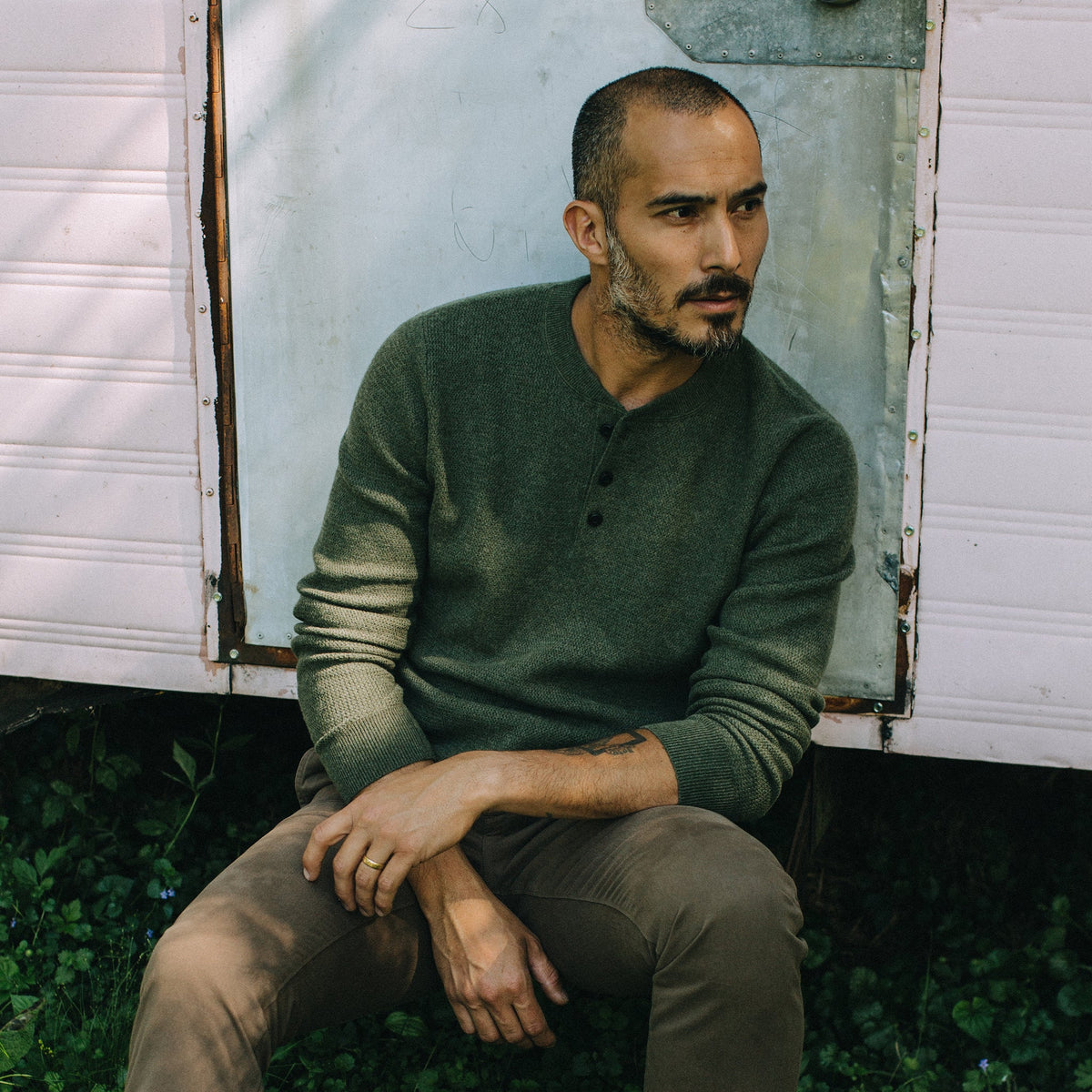 The Hudson Sweater in Heather Green