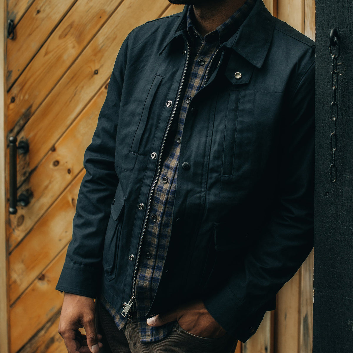 The Pathfinder Jacket in Navy Dry Wax