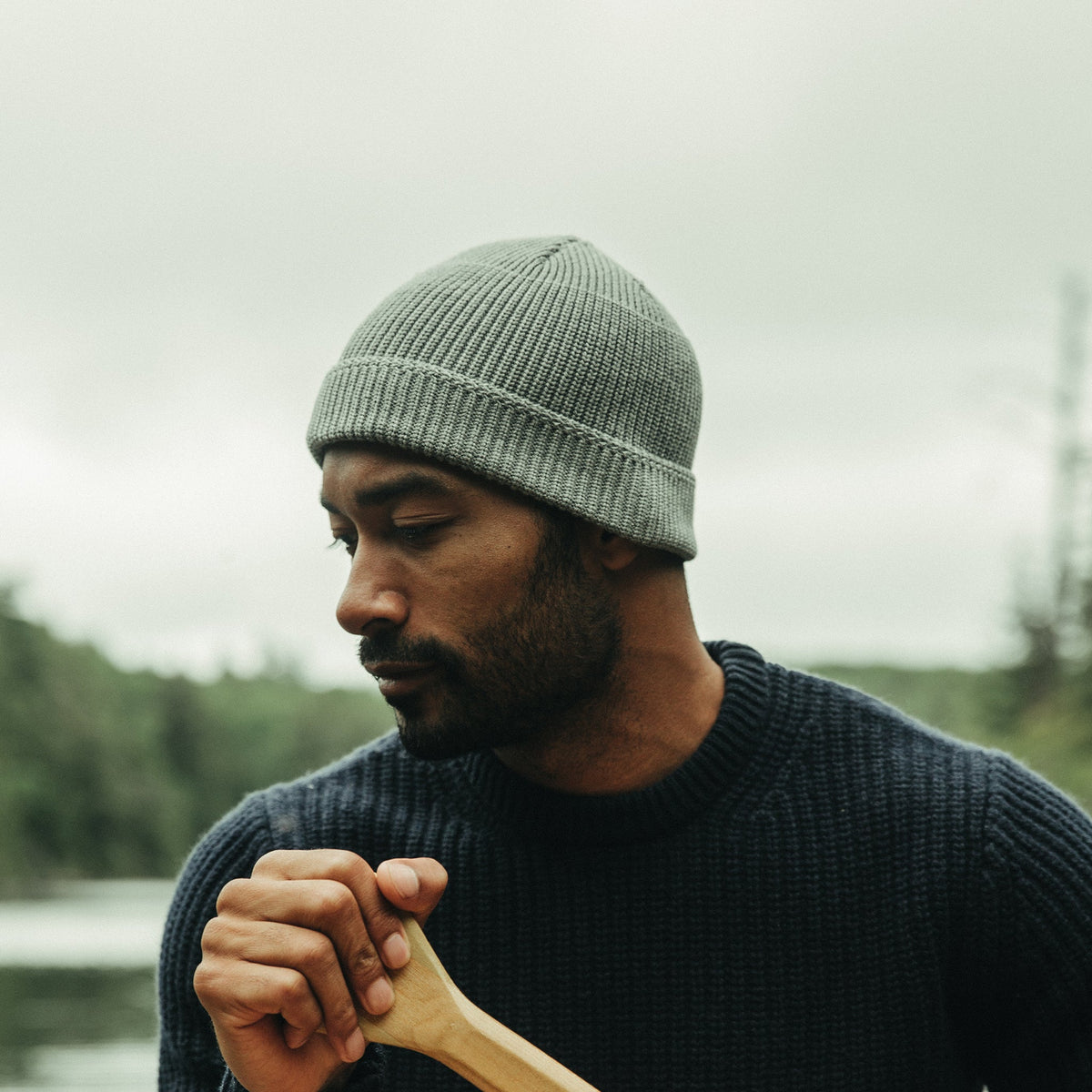 The Rib Beanie in Heather Grey