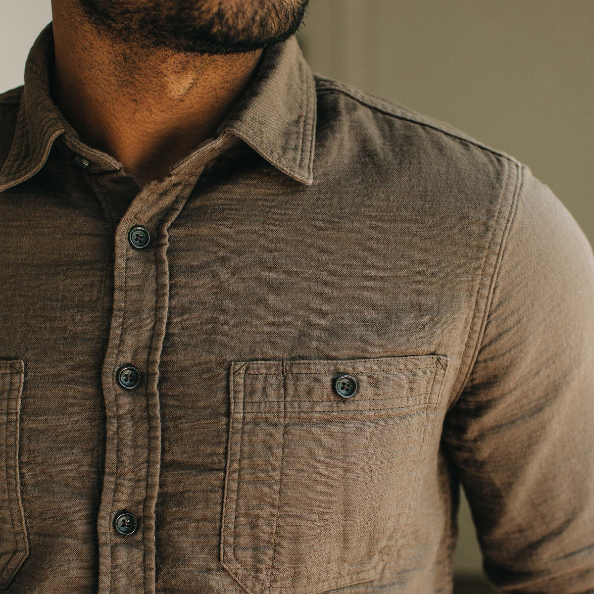 The Utility Shirt in Walnut Double Cloth