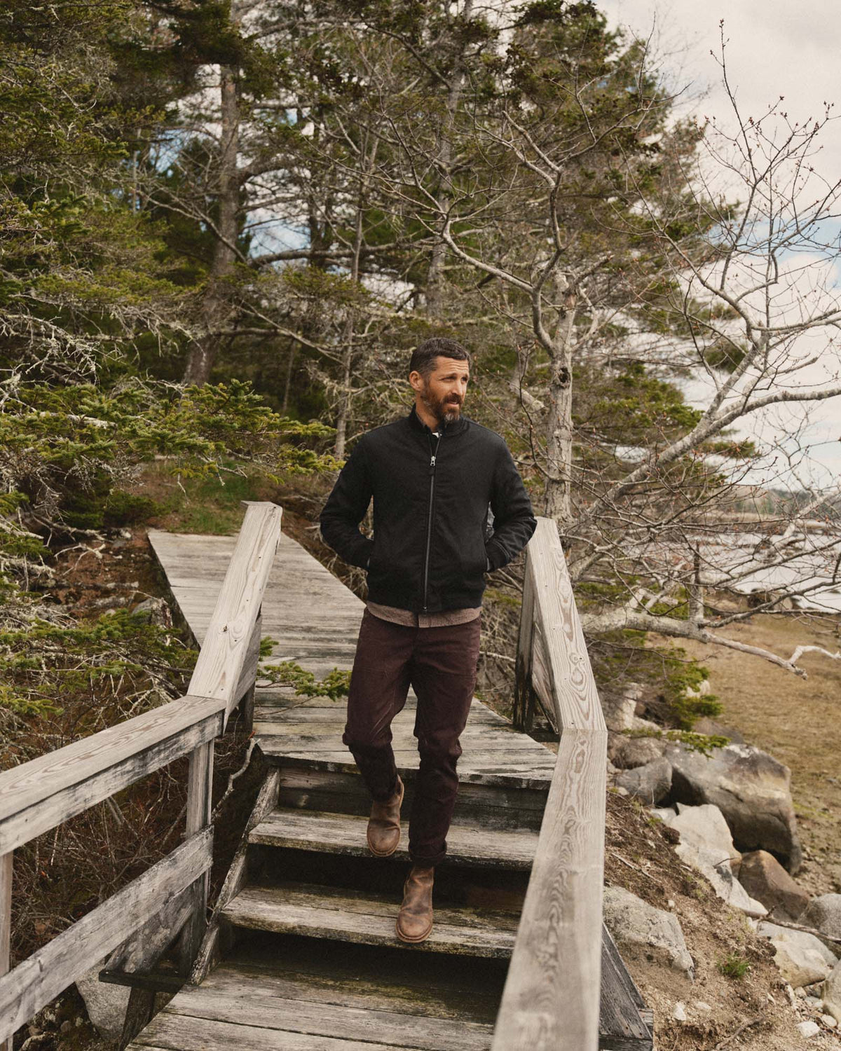 The Insulated Bomber Jacket in Coal Dry Wax