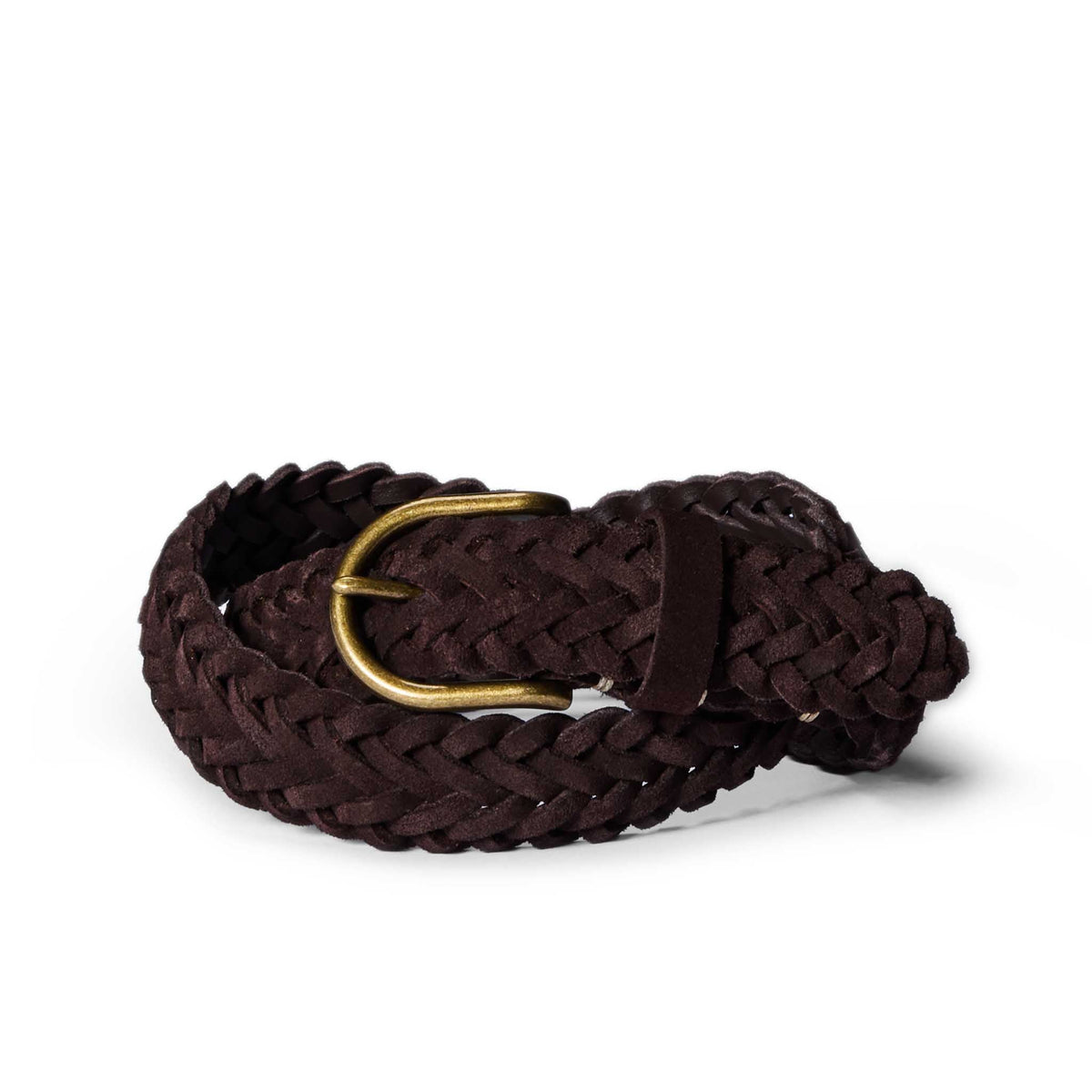 The Braided Belt in Chocolate Suede