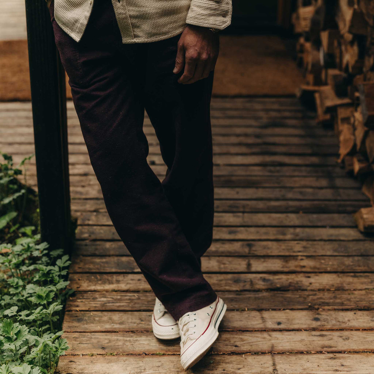The Breakwater Pant in Nutmeg Donegal