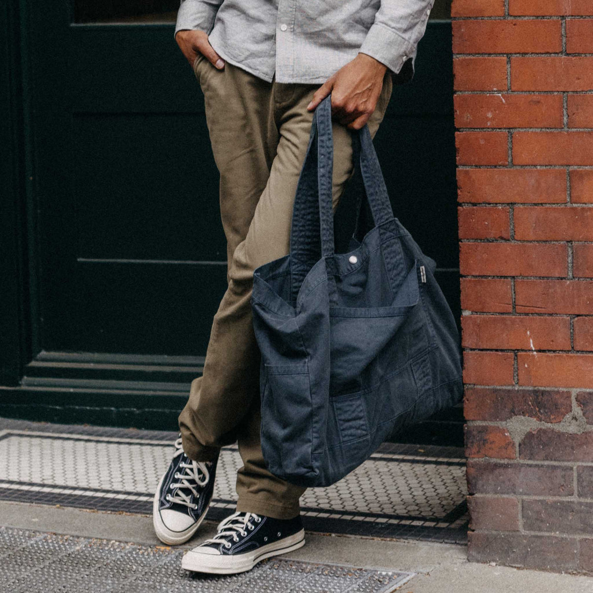 The Foundation Tote in Organic Navy
