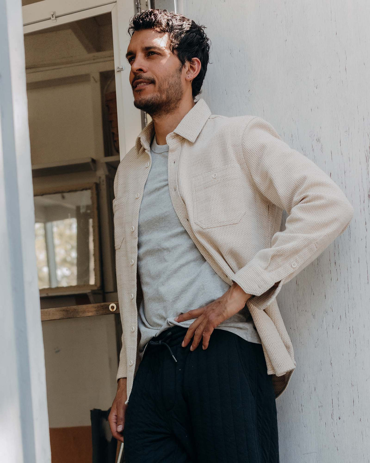 The Utility Shirt in Natural Sashiko
