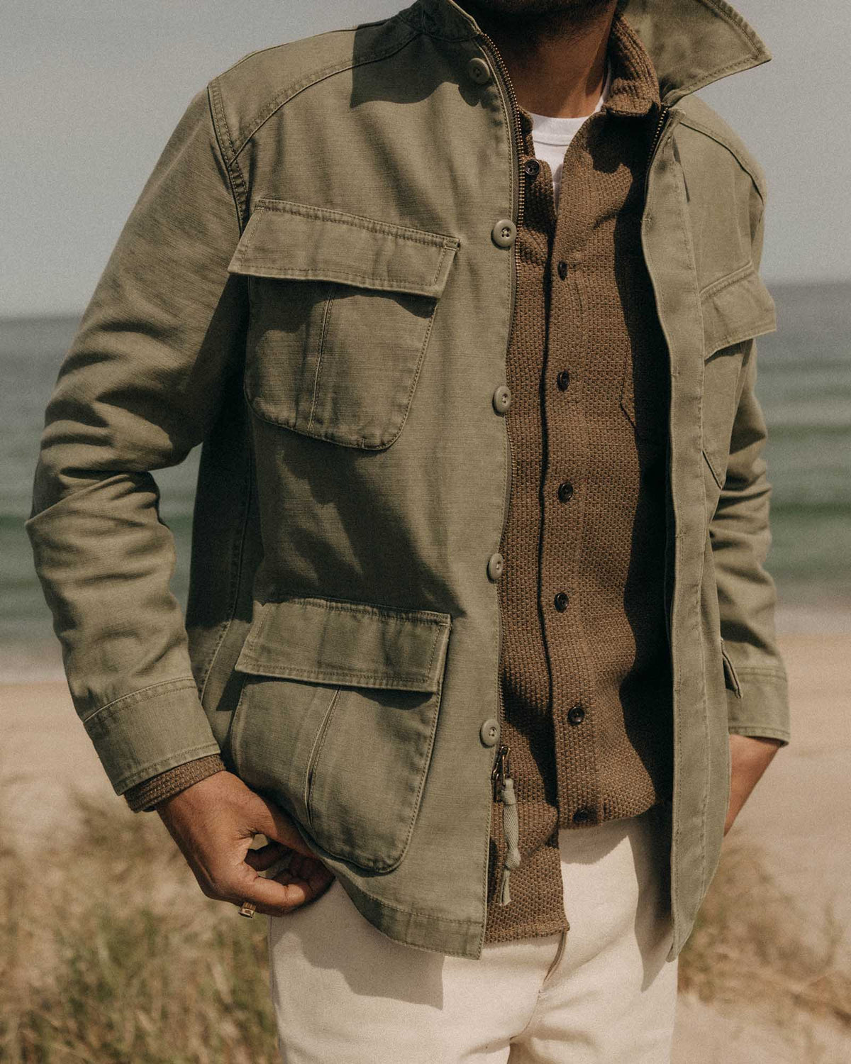 The Surplus Jacket in Field Olive Reverse Sateen