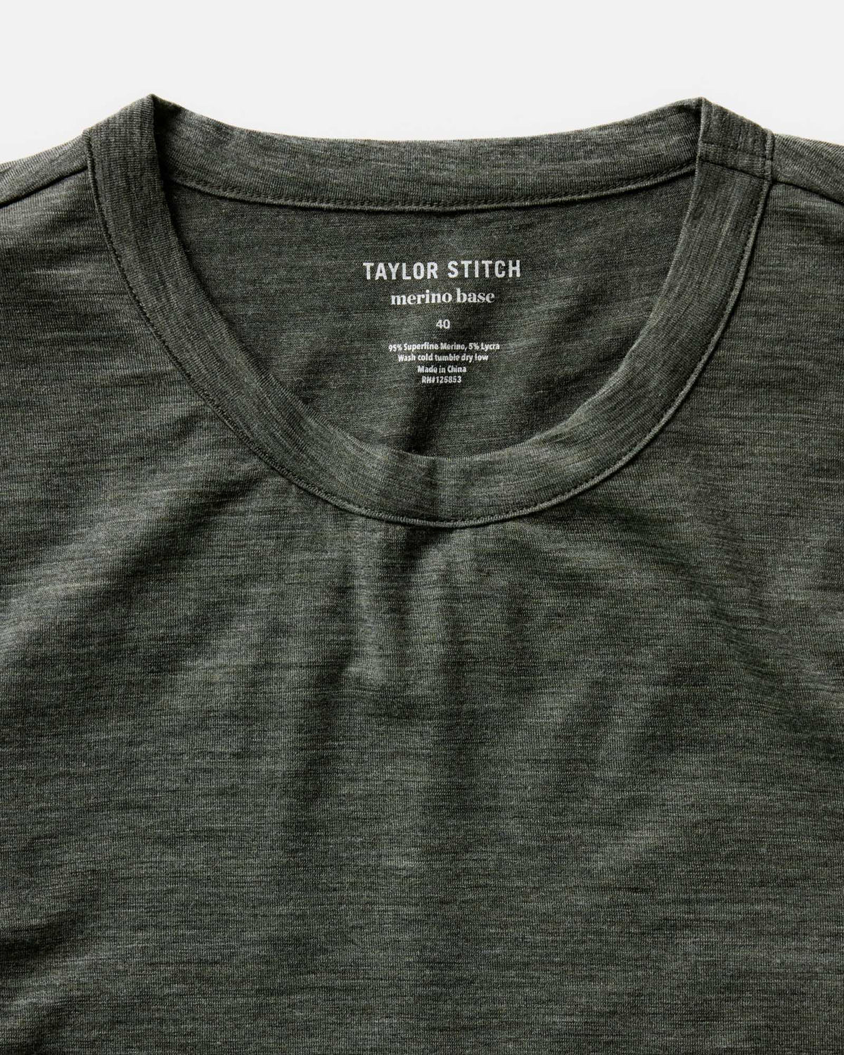 The Merino Long Sleeve Tee in Heather Army