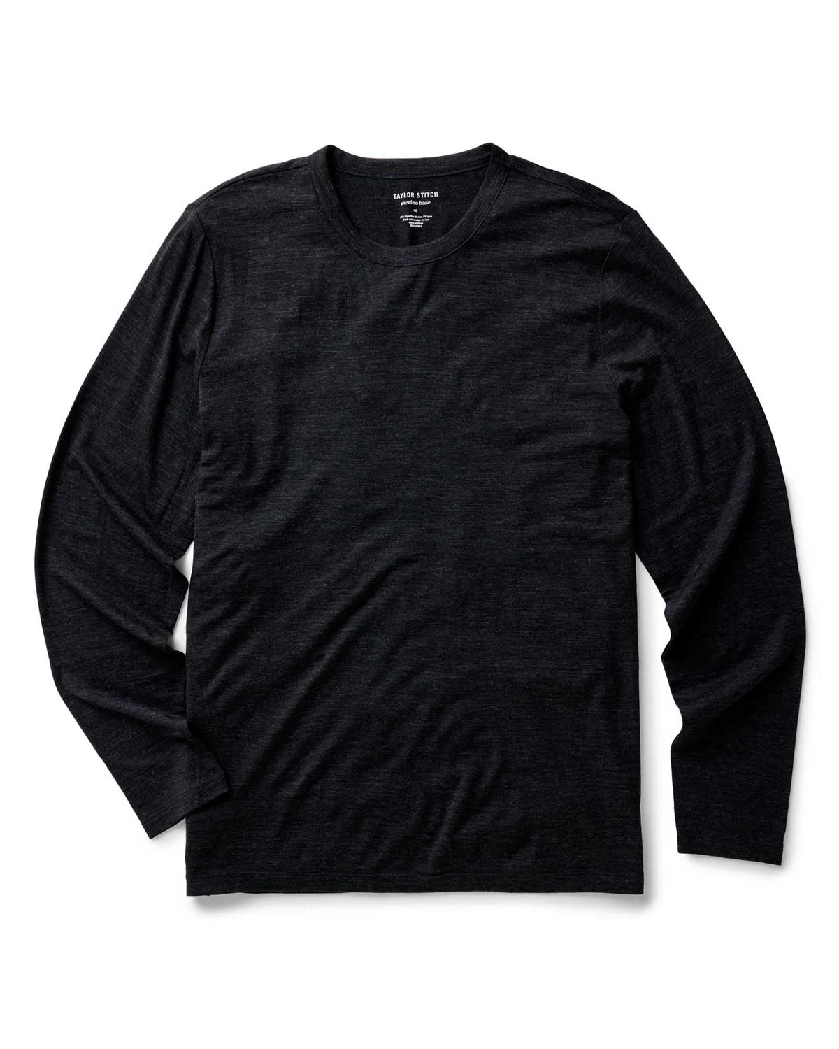The Merino Long Sleeve Tee in Heather Black