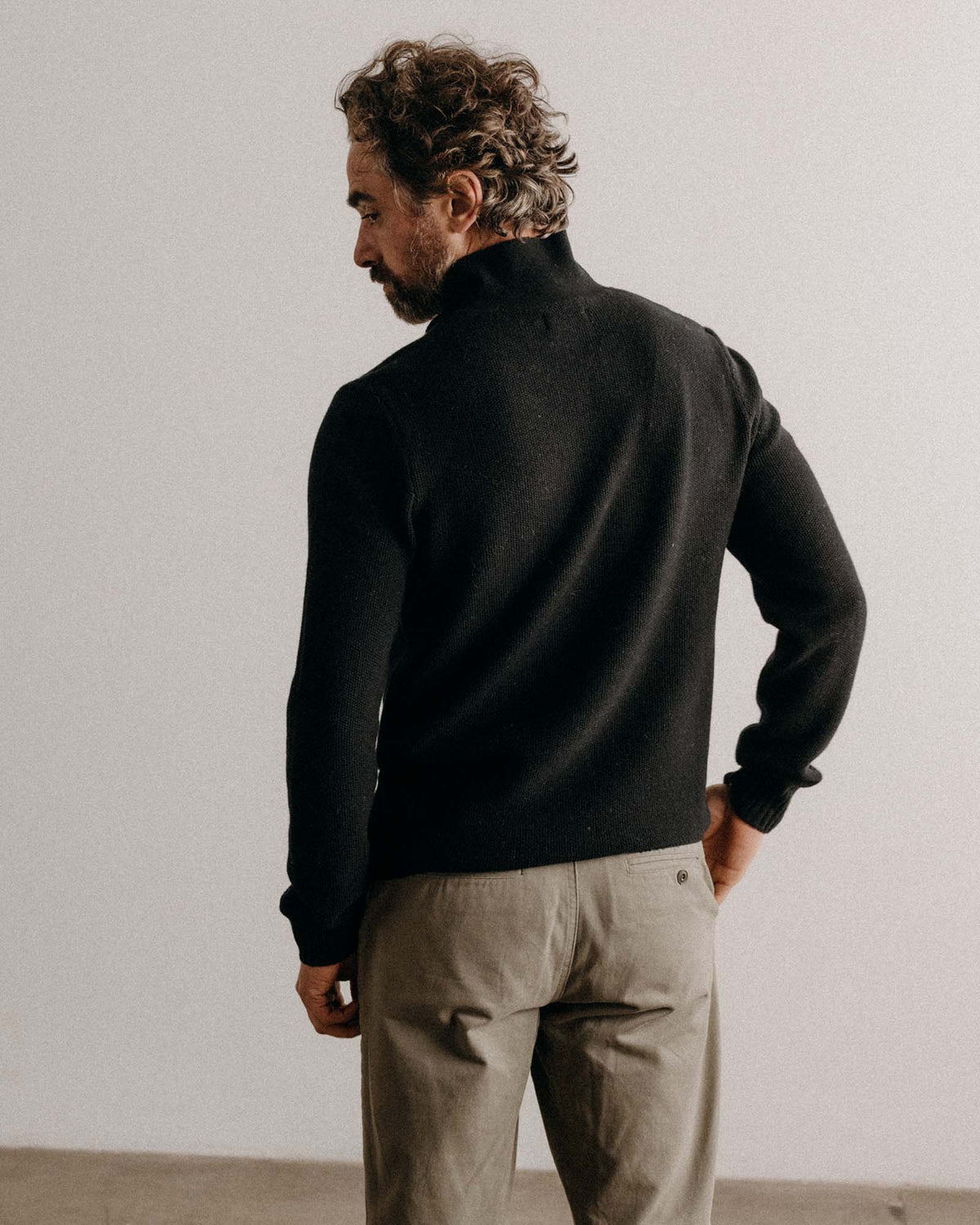The Newton Sweater Polo in Midnight Merino