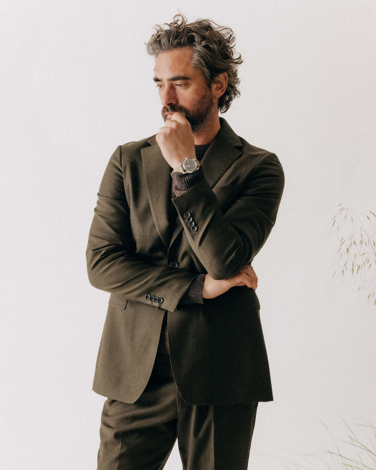 The Stevens Sportcoat in Black Olive Wool Flannel