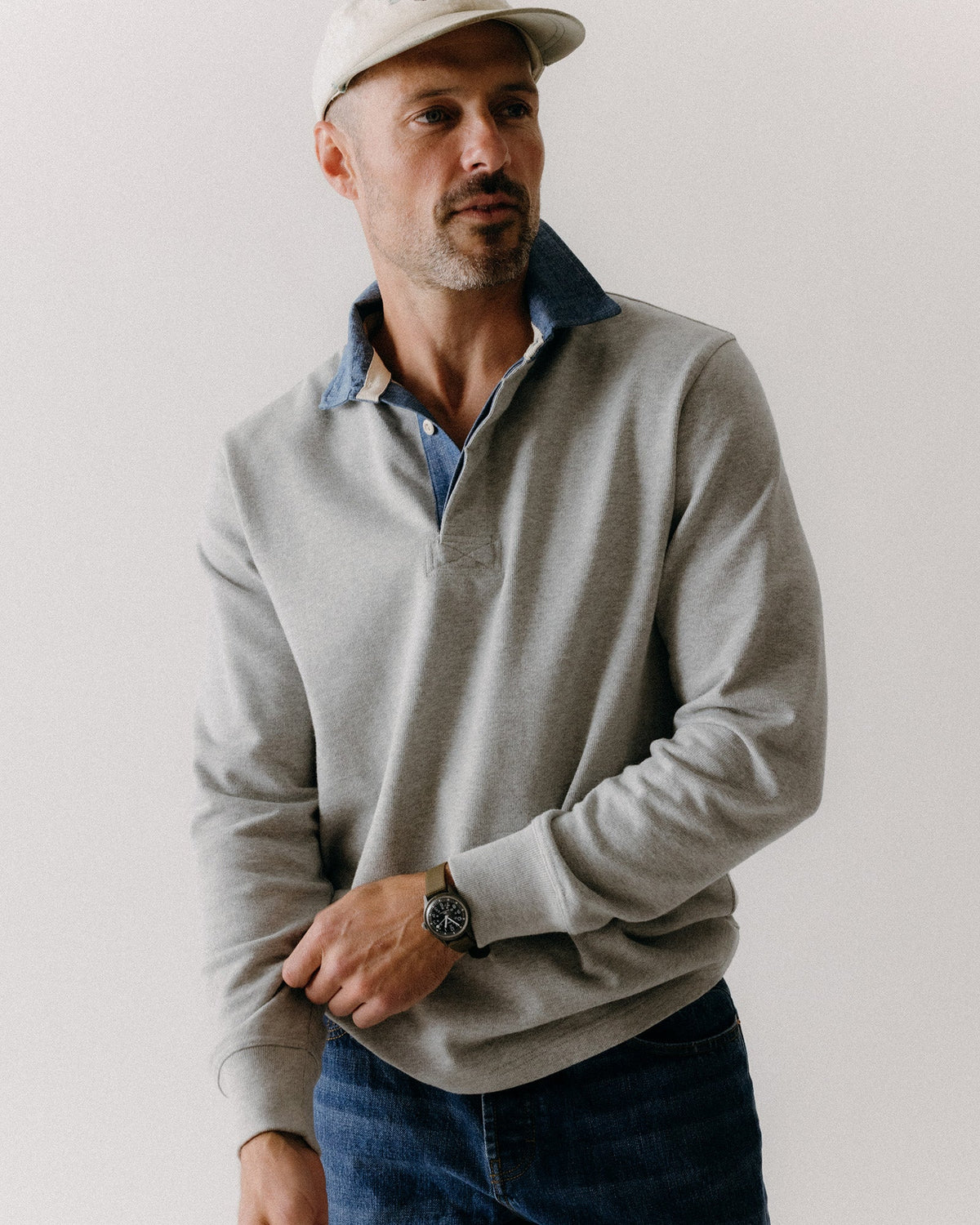 The Rugby Shirt in Heather Grey