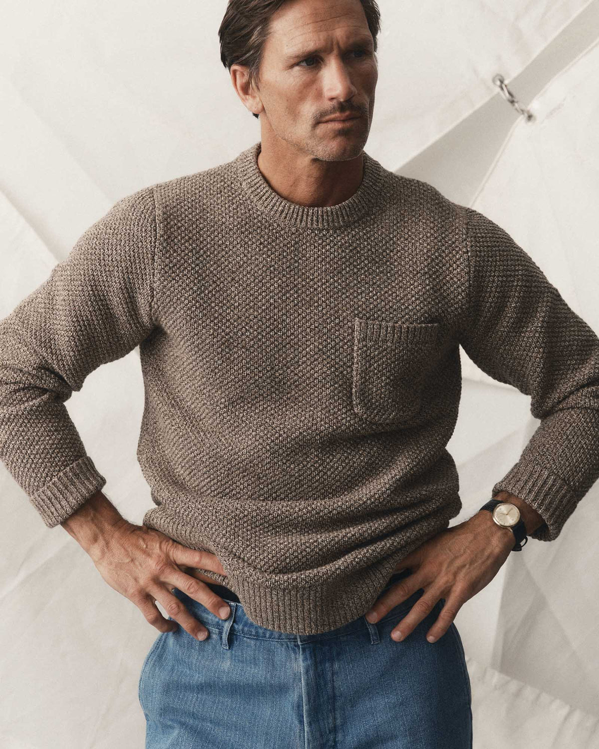 The Crawford Crew Sweater in Coffee Twist