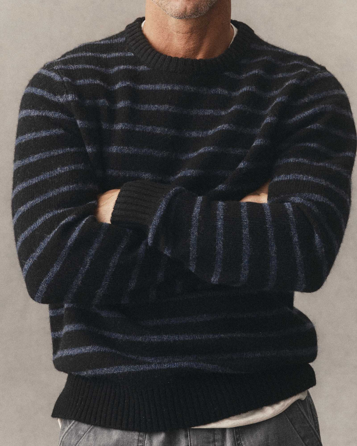 The Eastmoor Sweater in Coal Stripe Wool
