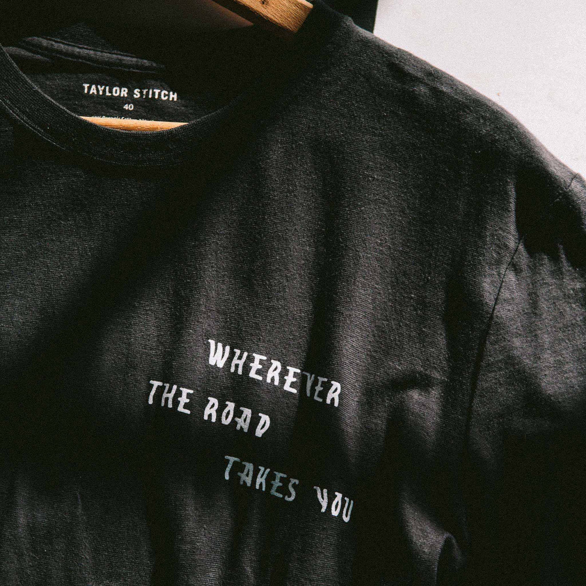 The Cotton Hemp Tee in Charcoal Open Road