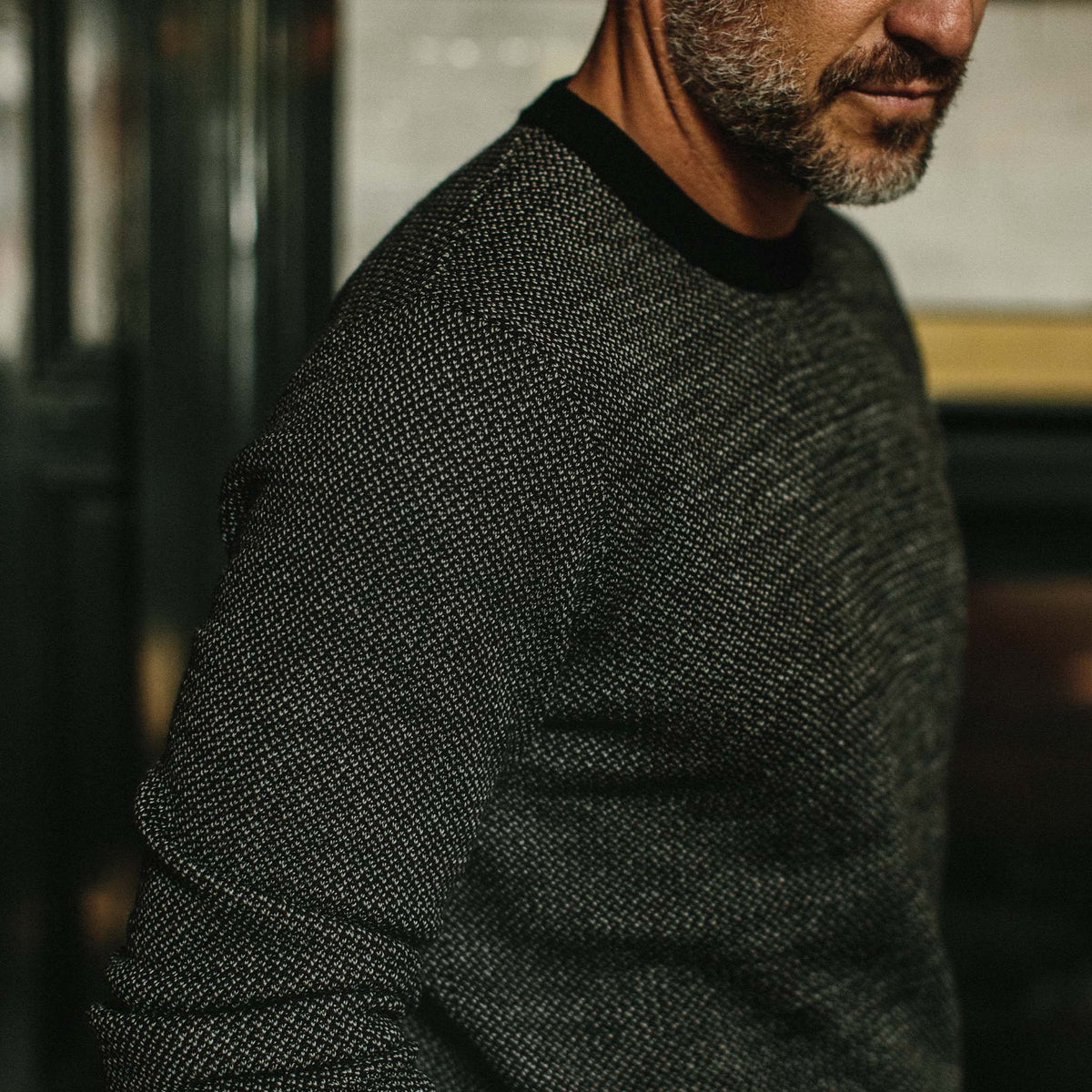 The Everett Sweater in Black Birdseye