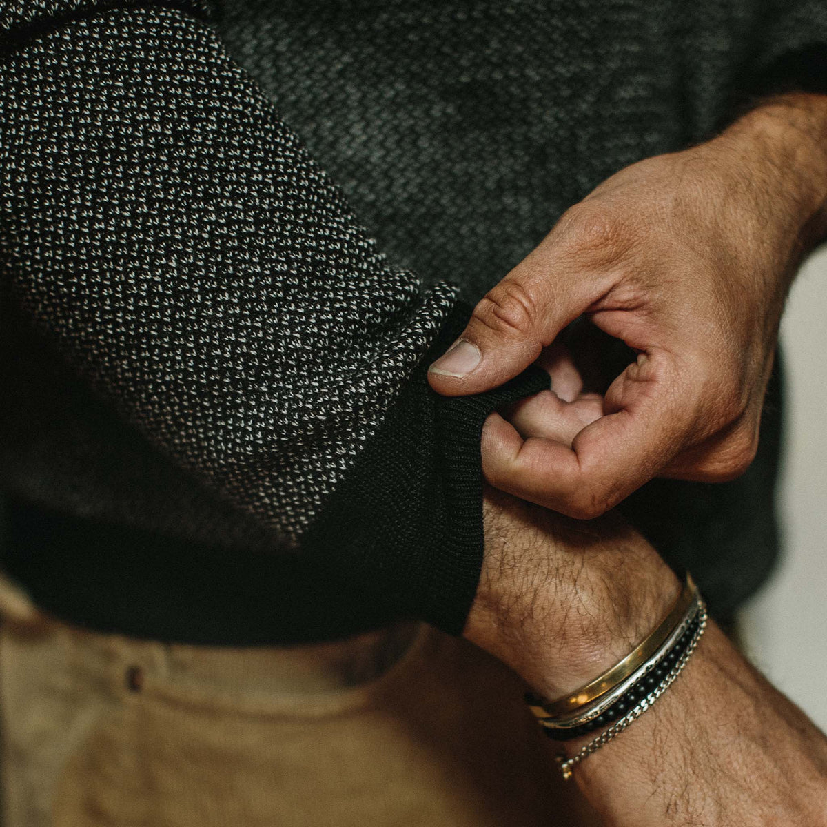 The Everett Sweater in Black Birdseye