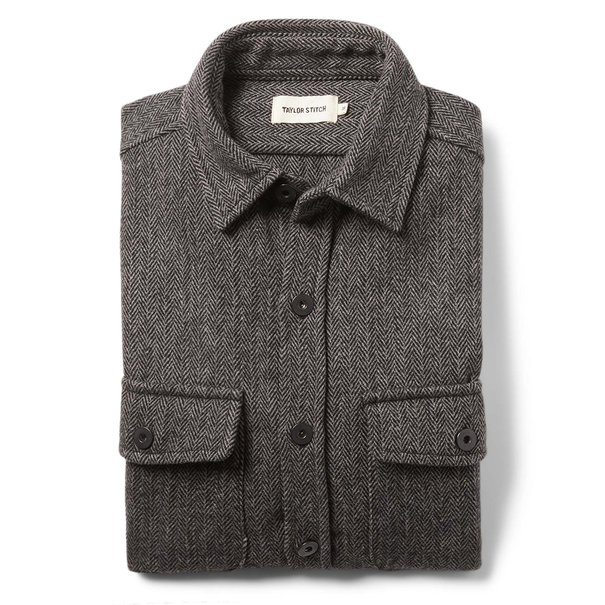 The Explorer Shirt in Coal Herringbone Wool