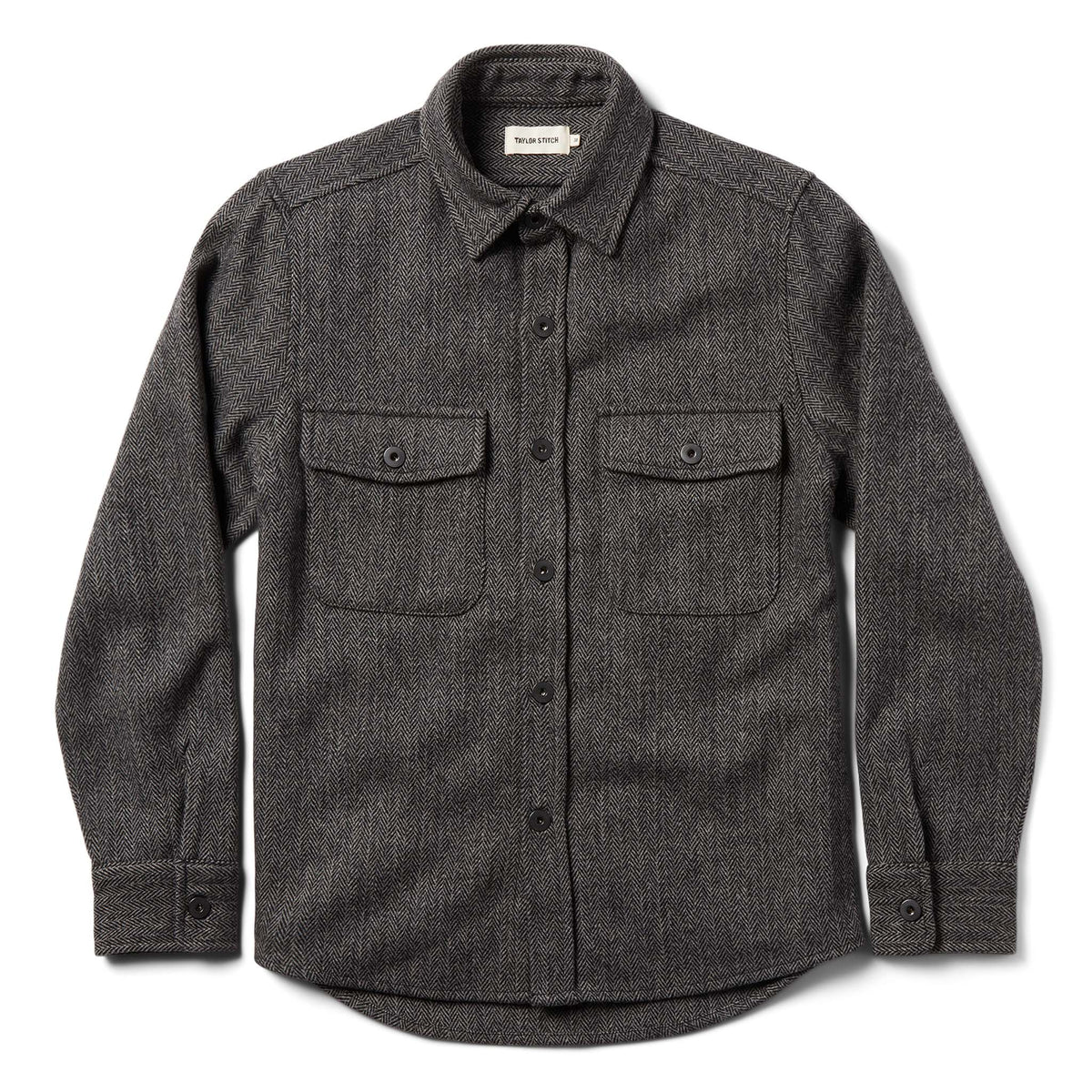 The Explorer Shirt in Coal Herringbone Wool
