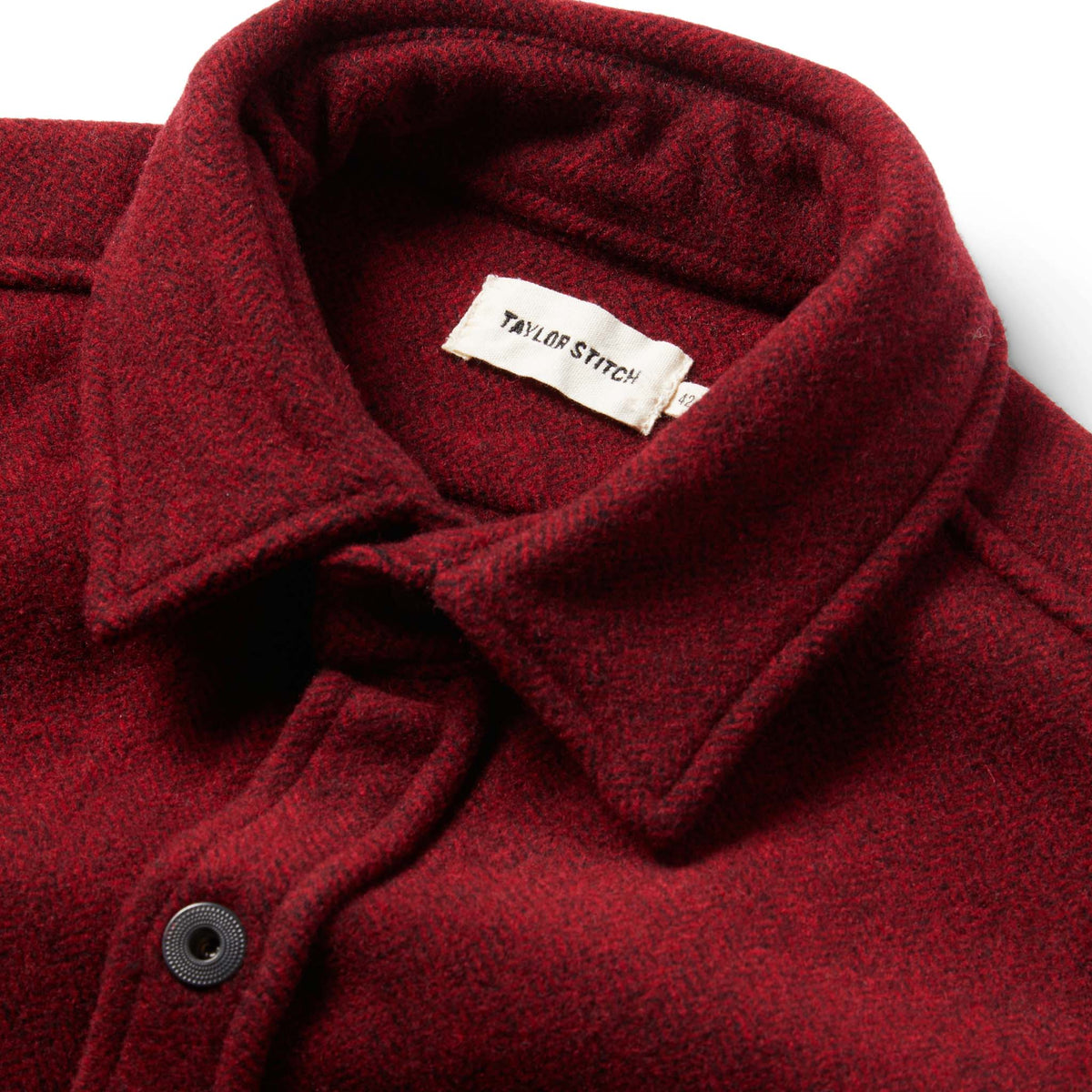 The Explorer Shirt in Burgundy Herringbone Wool