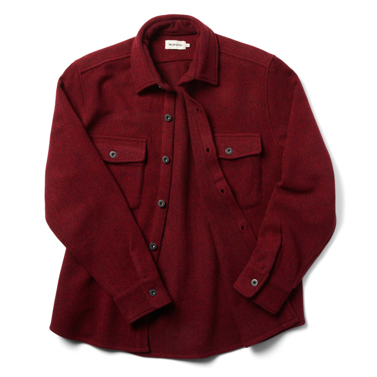 The Explorer Shirt in Burgundy Herringbone Wool