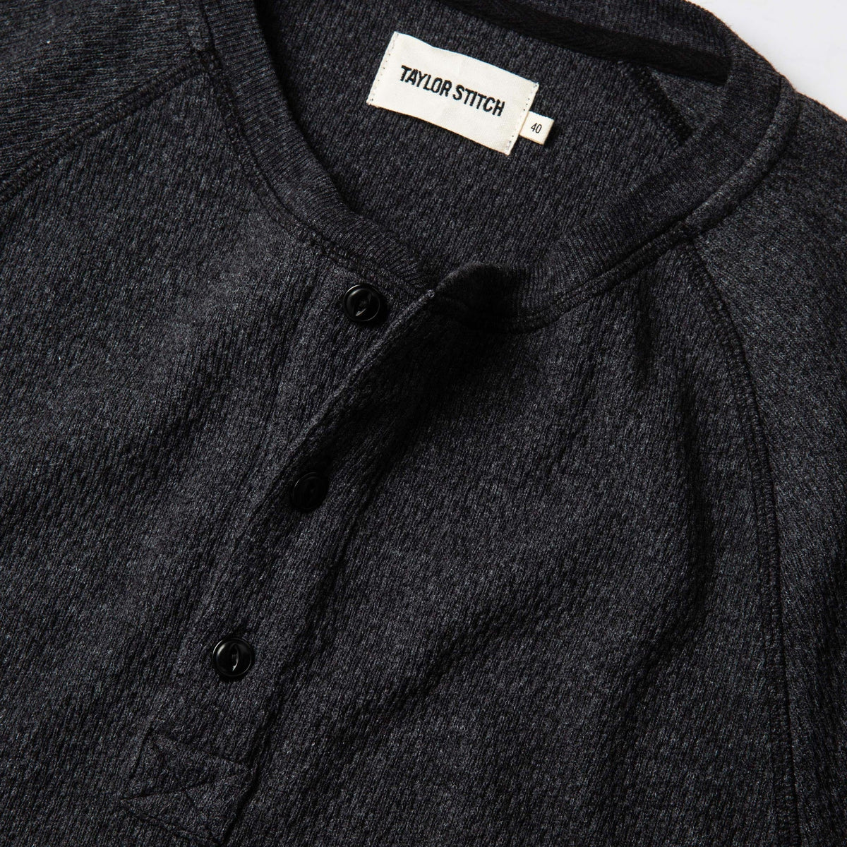 The Heavy Bag Waffle Henley in Coal