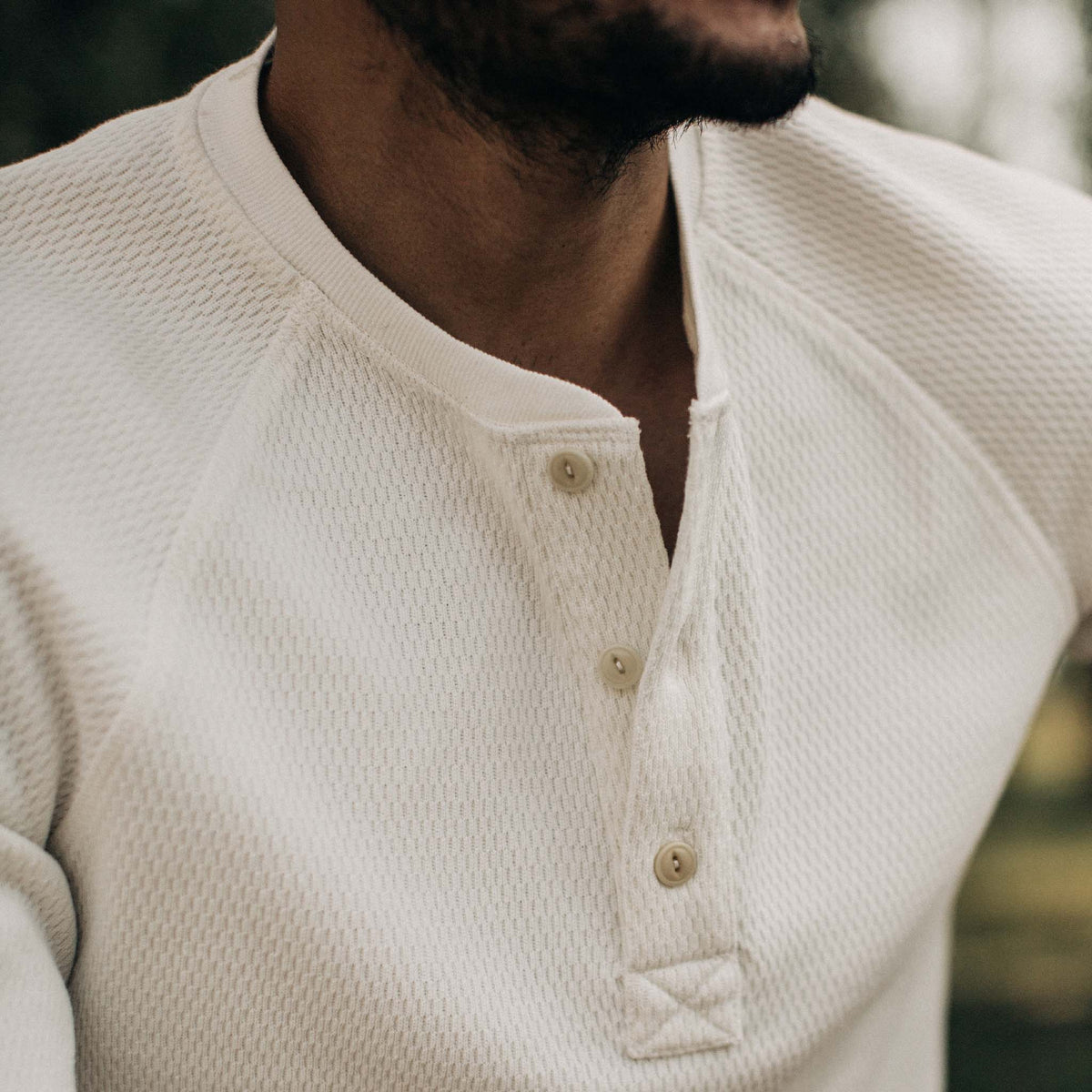 The Heavy Bag Waffle Henley in Natural