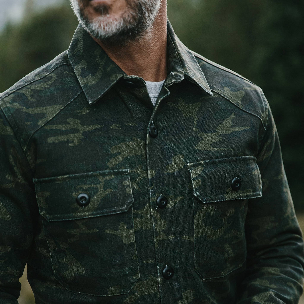 The Lined Shop Shirt in Woodland Camo Boss Duck