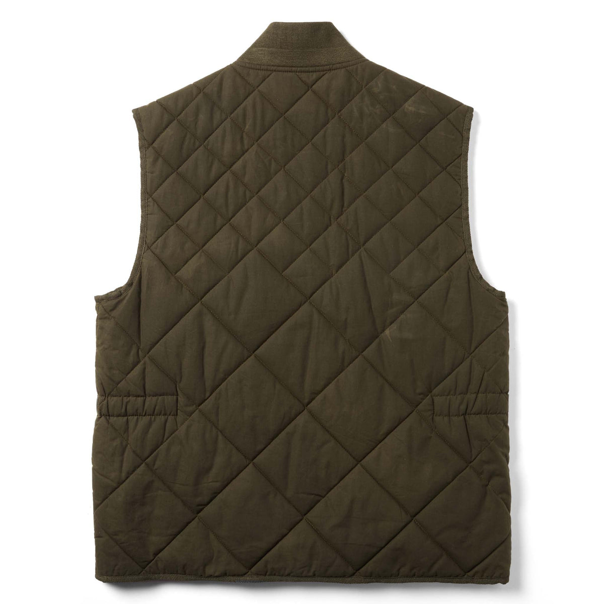 The Quilted Bomber Vest in Olive Dry Wax