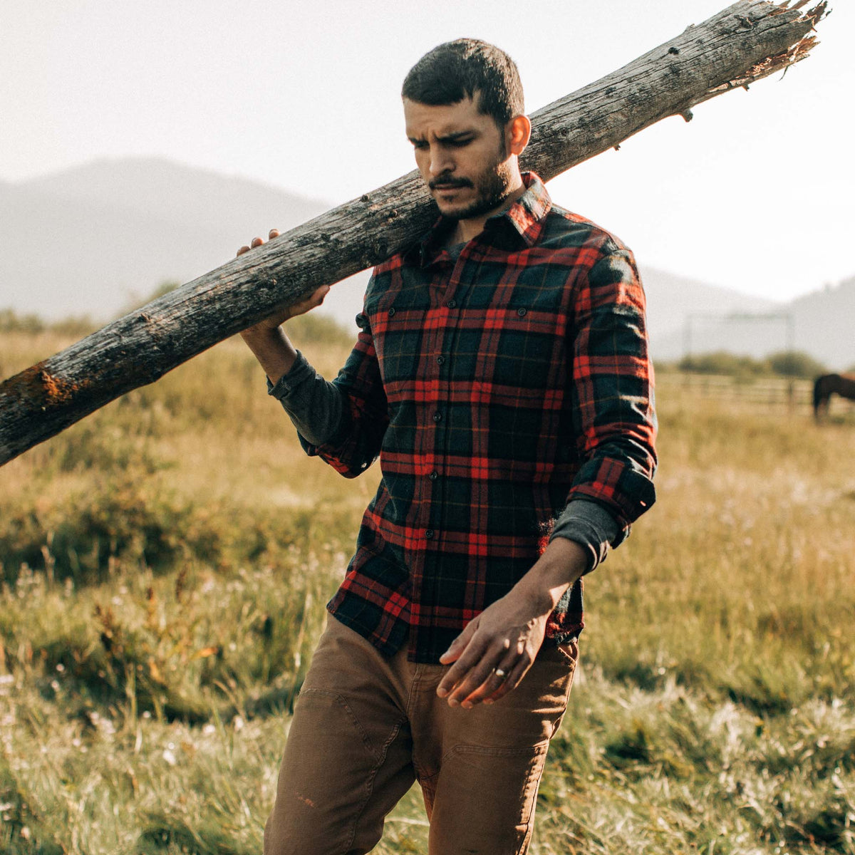 The Utility Shirt in Brushed Red Plaid