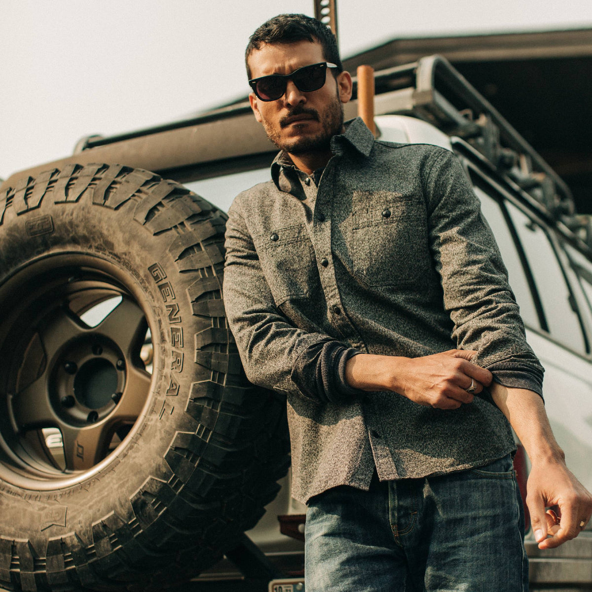 The Utility Shirt in Salt and Pepper Twill