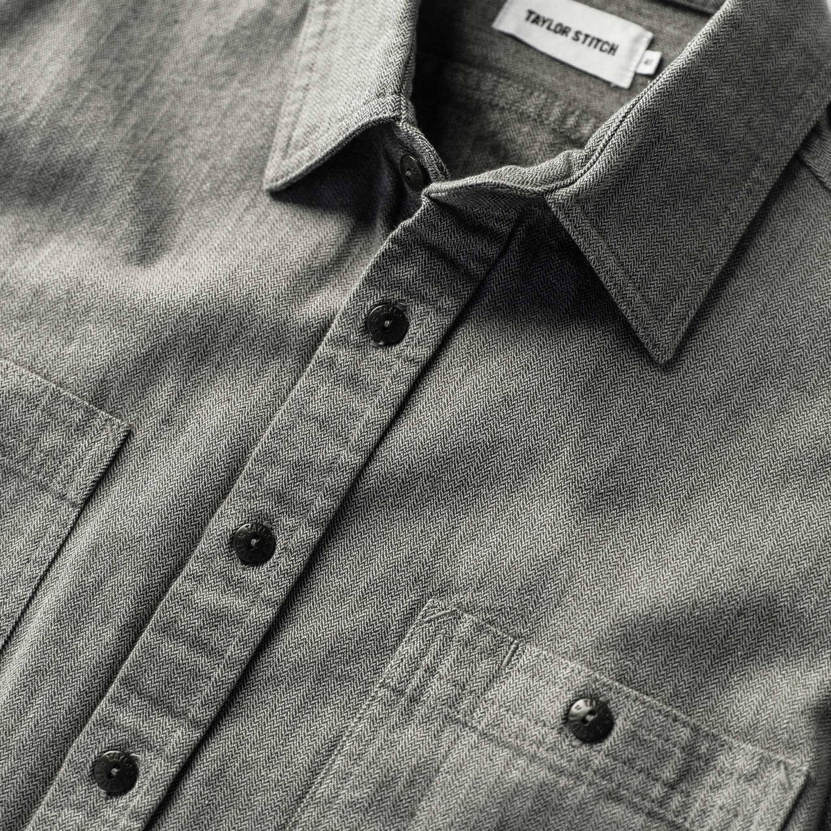 The Utility Shirt in Slate Broken Herringbone