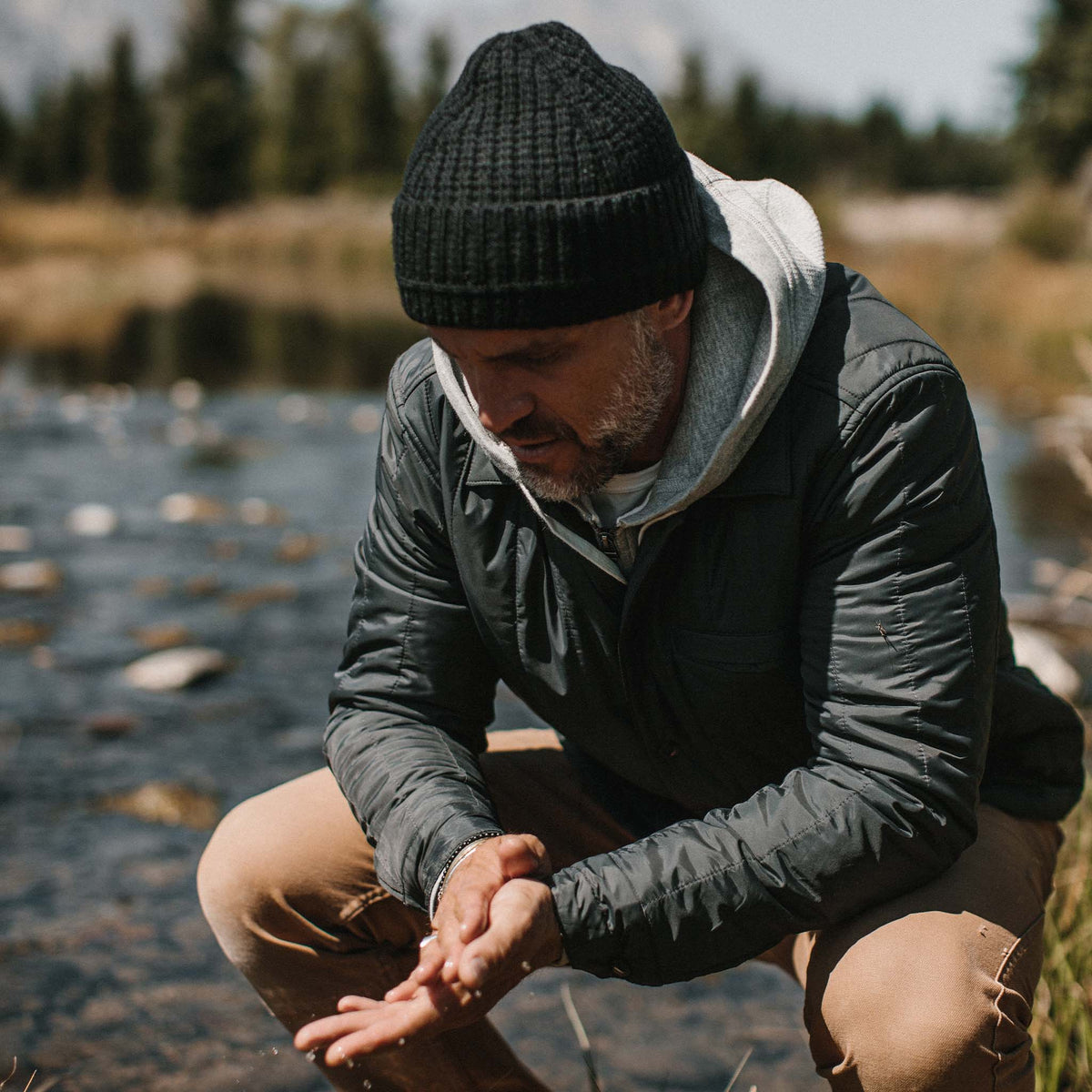 The Waffle Beanie in Coal Merino