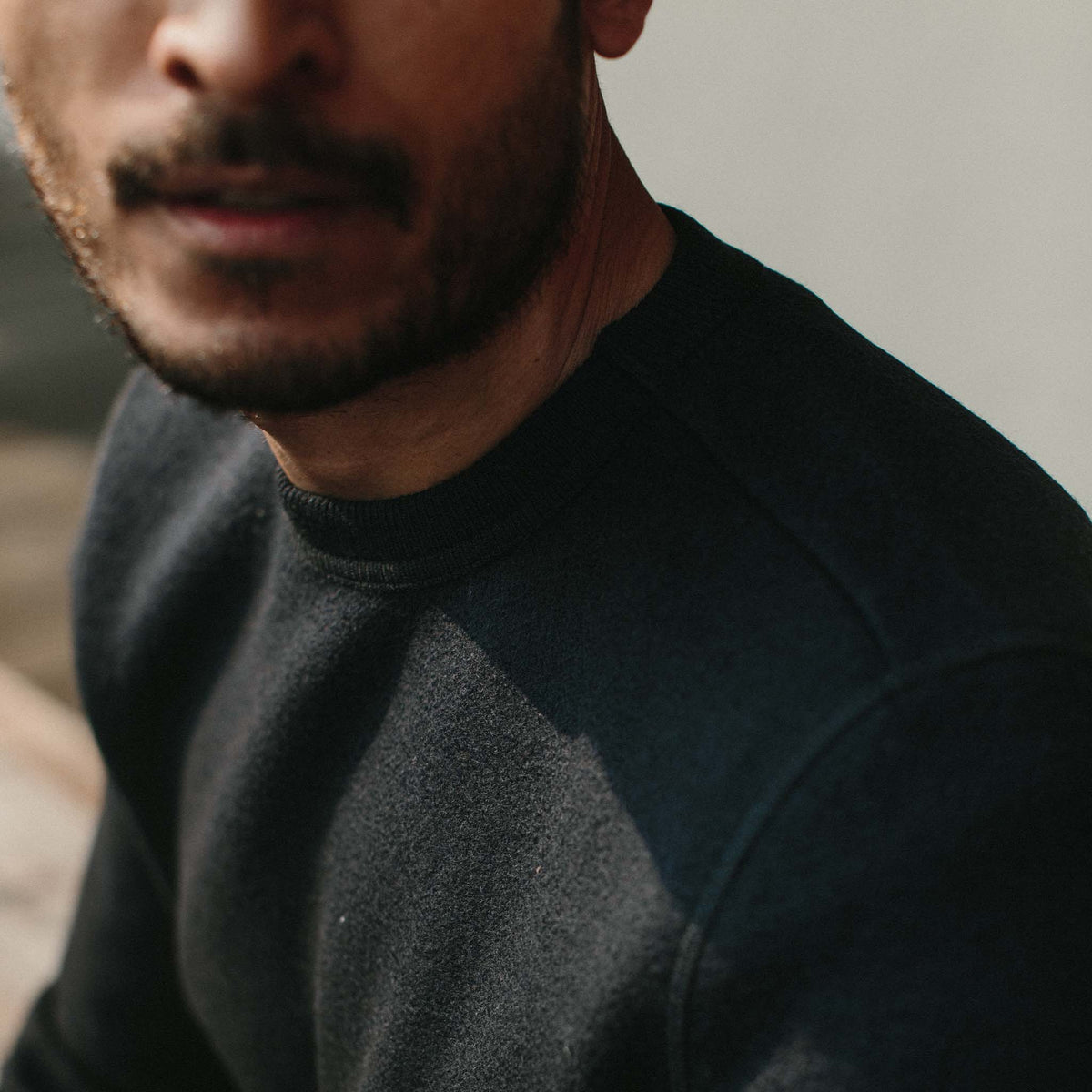 The Weekend Crewneck in Navy Boiled Wool