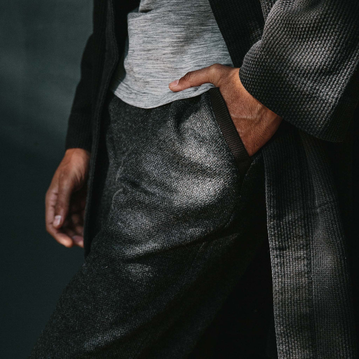 The Weekend Pant in Charcoal Herringbone Wool