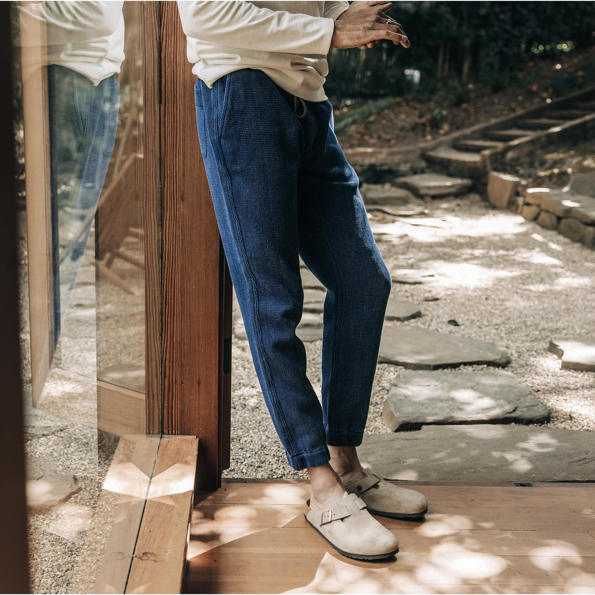 The Apres Pant in Indigo Waffle